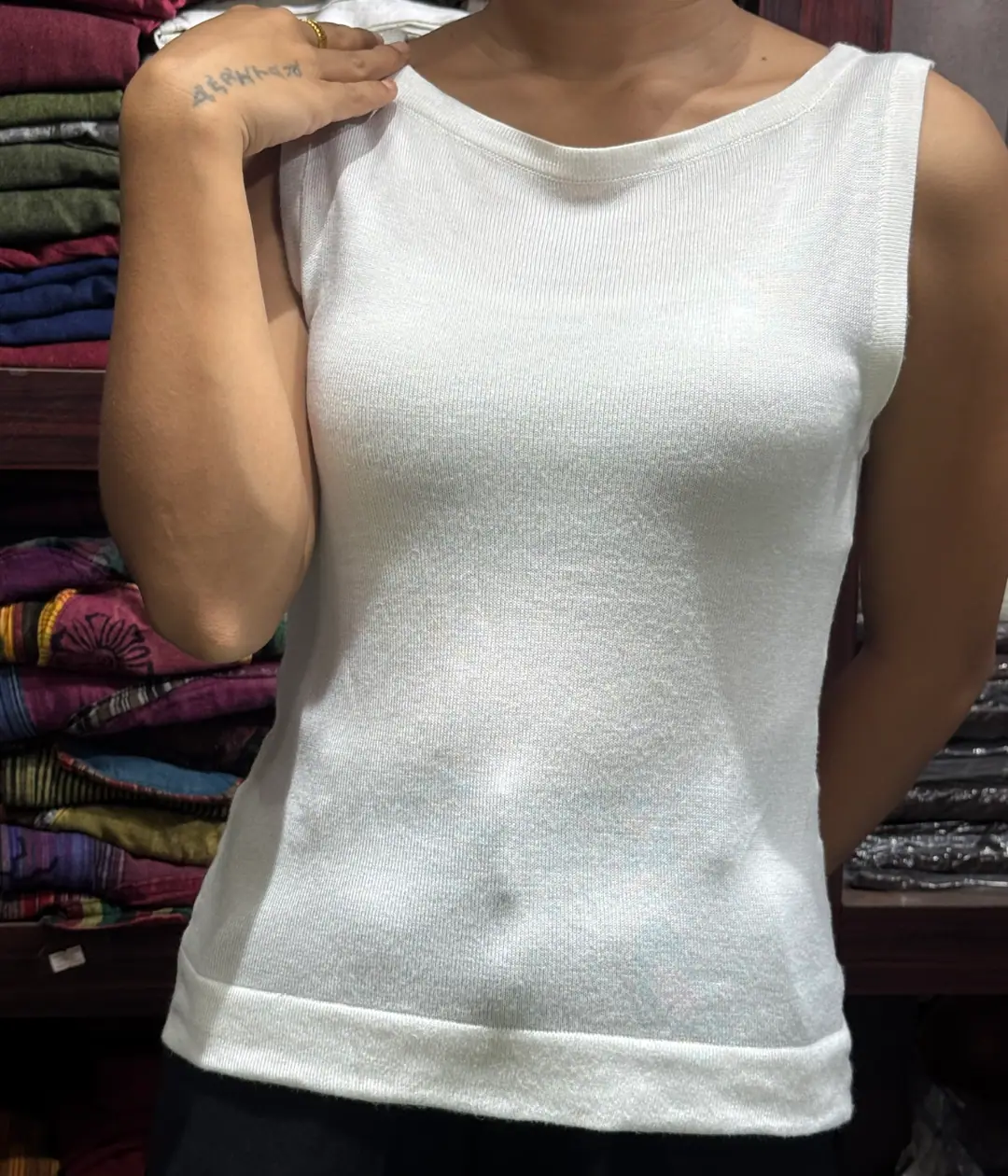 Handloom Plain Cam-my ladies Sando — view 4