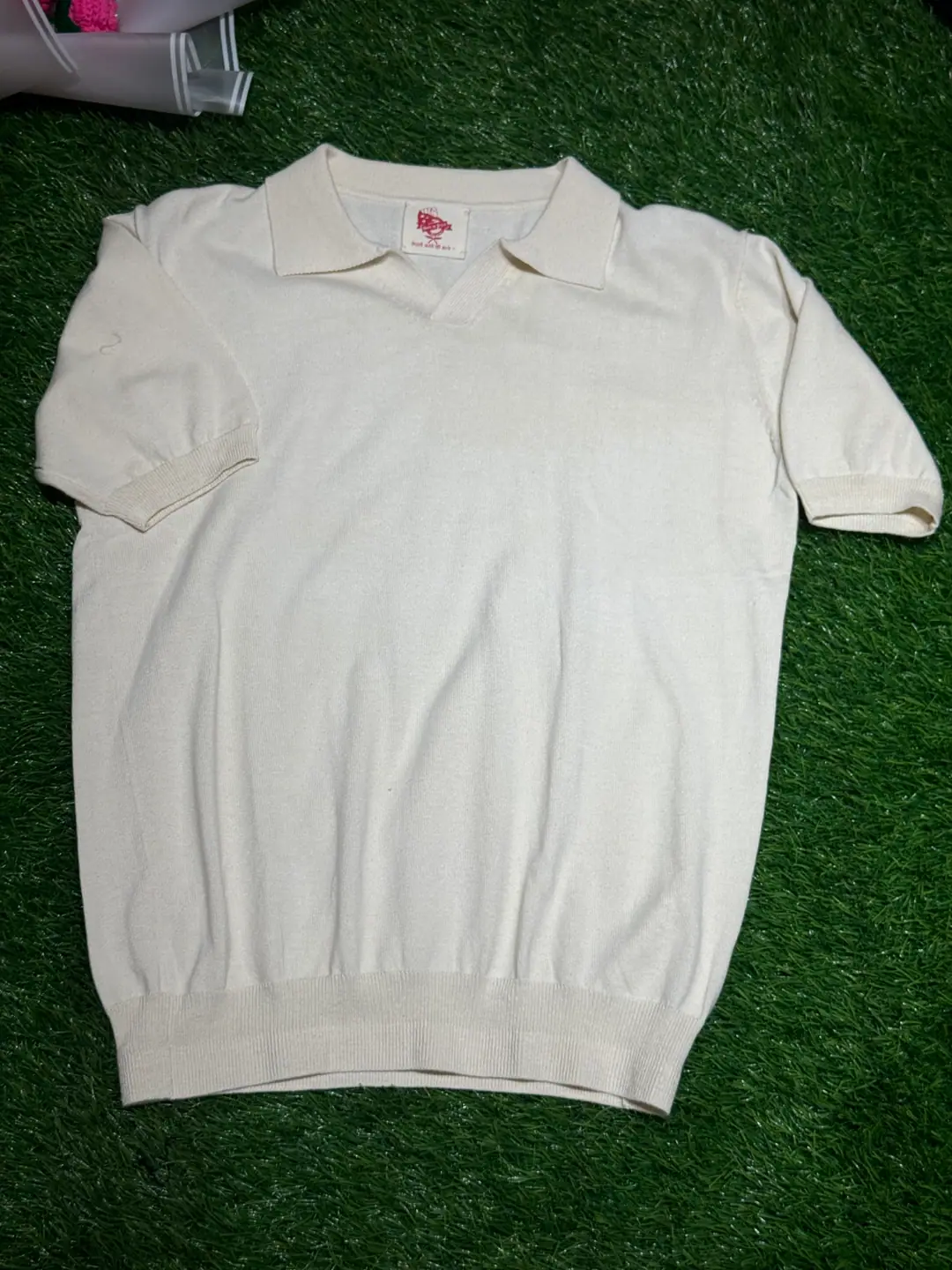 Handloom hemp Rib Cross Neck Polo Half Sweatshirt  — view 3