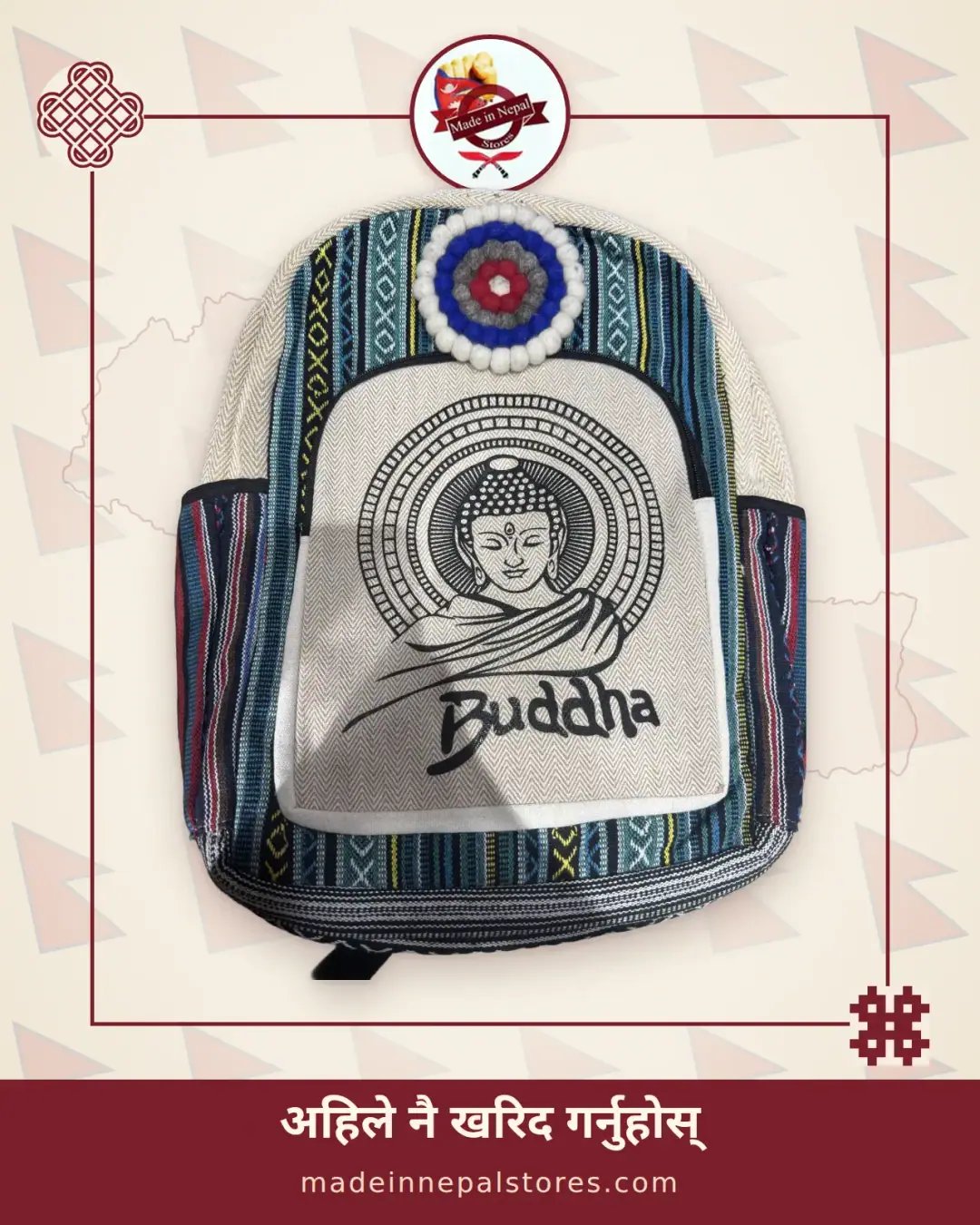 Hemp Rosette Backpack — Buddha
