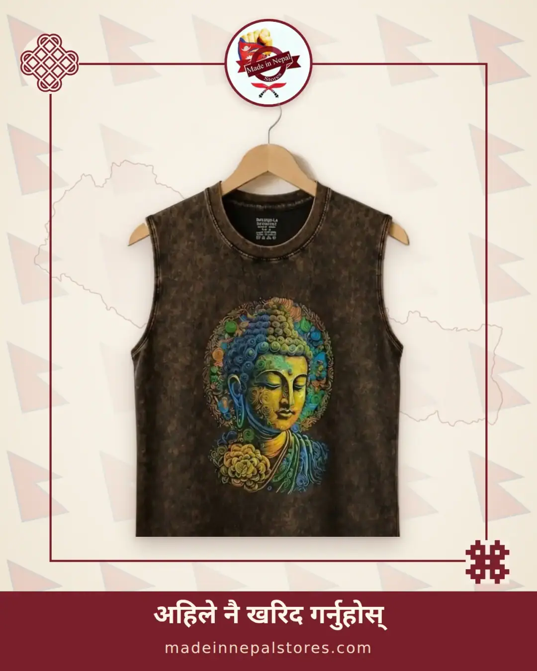Buddha Portrait Vest — Charcoal