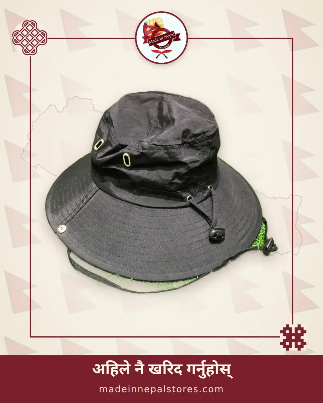 Wide-Brim Boonie Hat — Black
