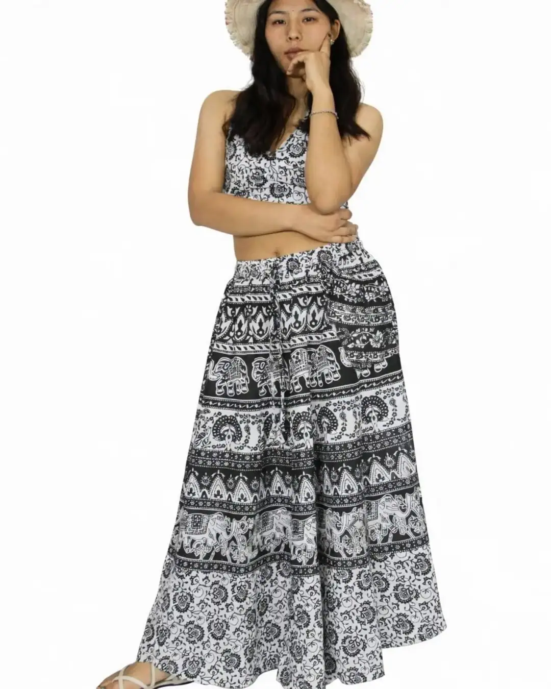 Boho Skirt Set — Black & White — view 2