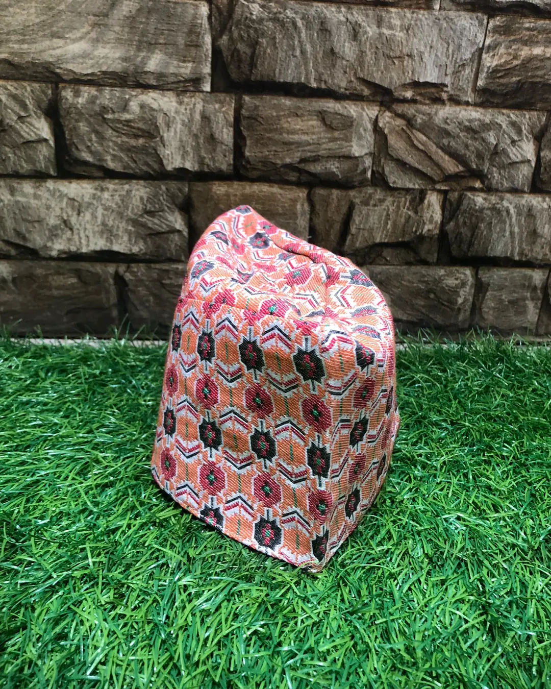 Dhaka Topi — Coral Hexagon — view 3