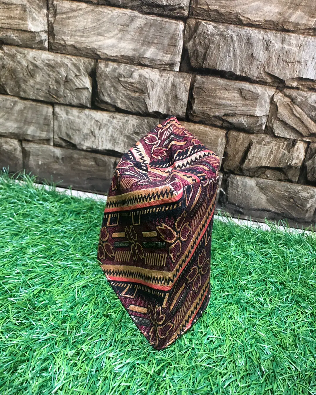 Dhaka Topi — Maroon Floral — view 3