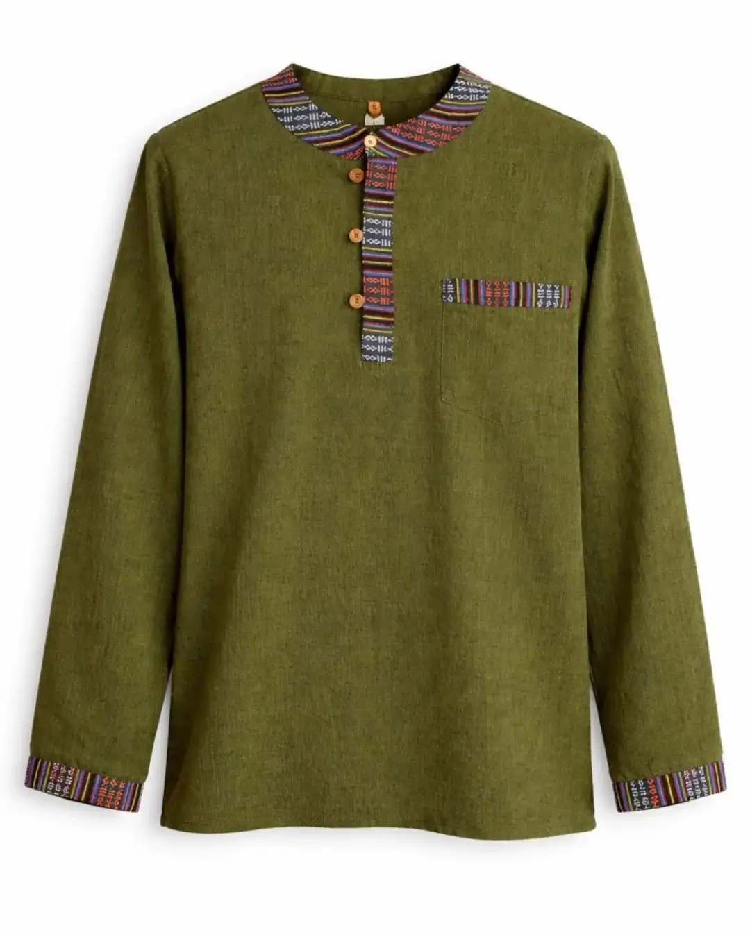 Dhaka-Trim Kurtha — Olive — view 2