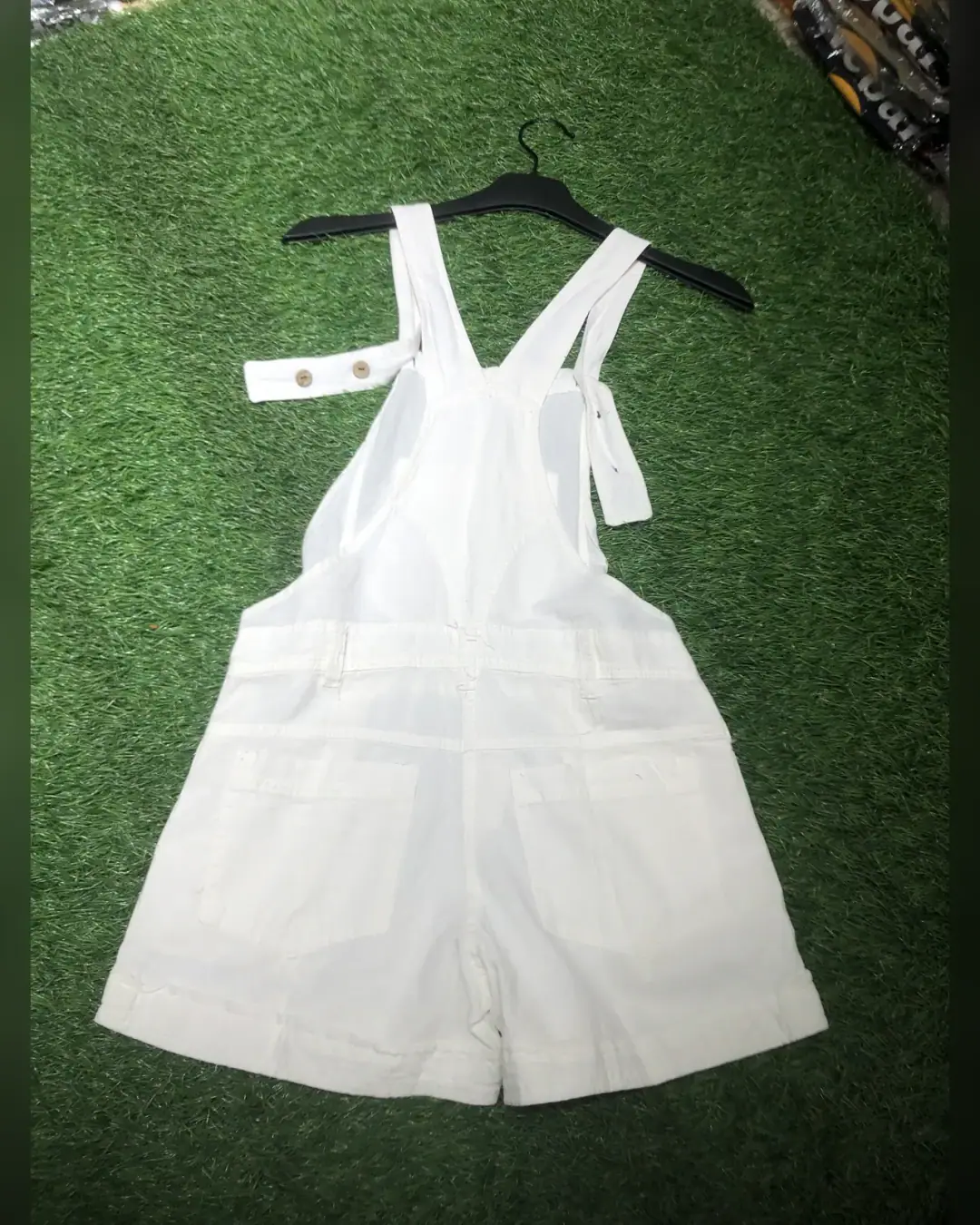 Dungaree Shorts — White — view 3