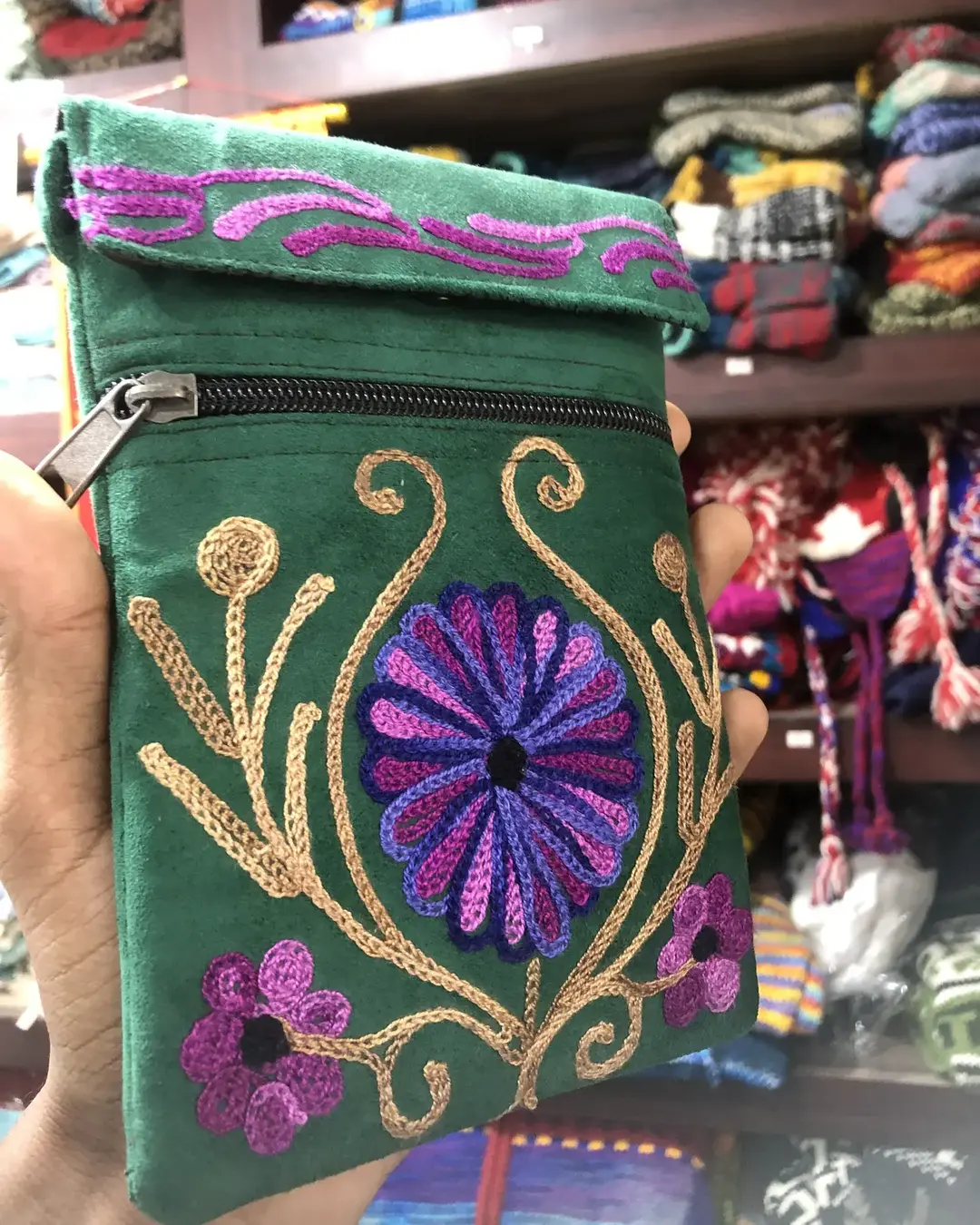 Embroidered Velvet Phone Sling Bag — view 7