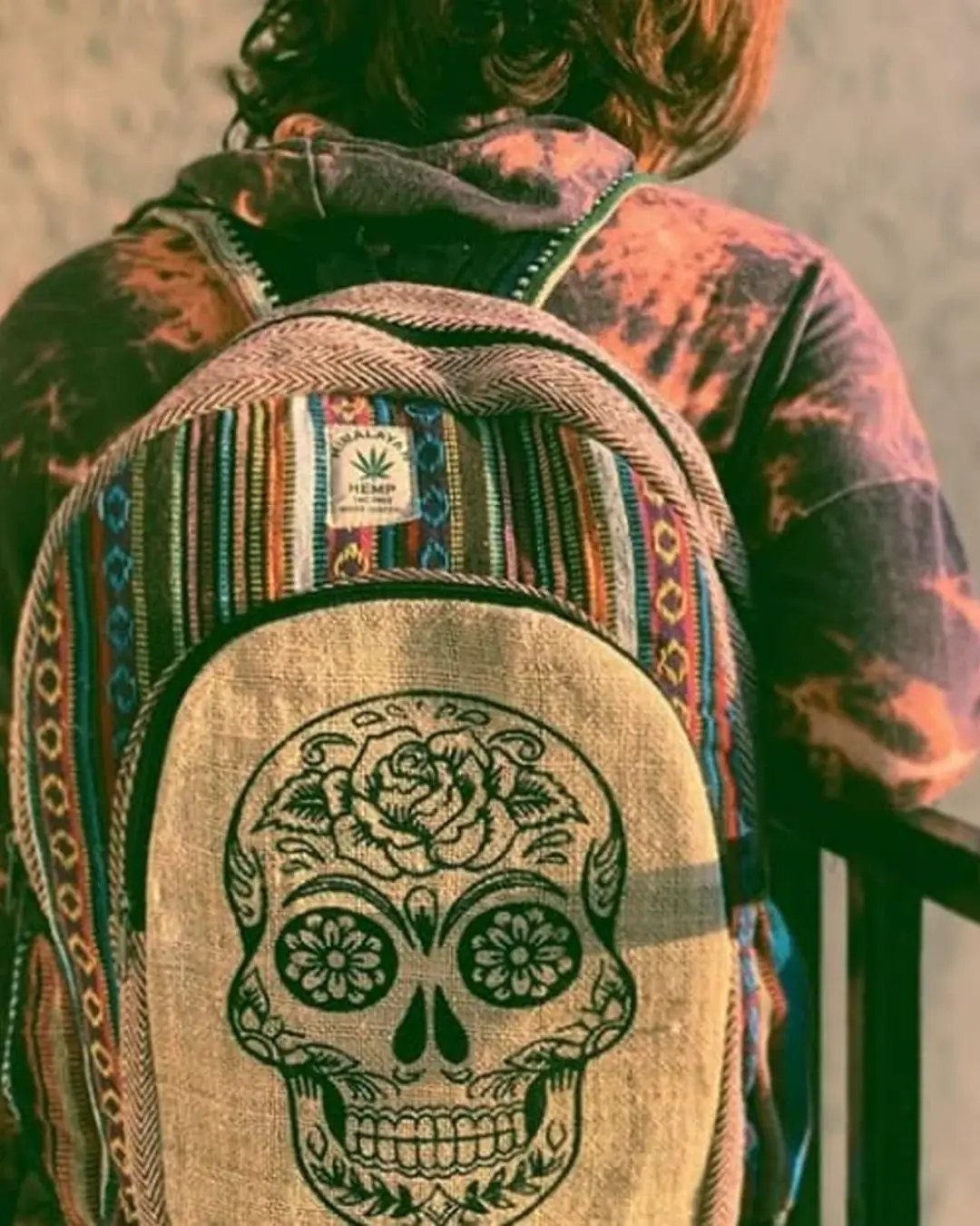 Hemp Sugar Skull Backpack — view 3