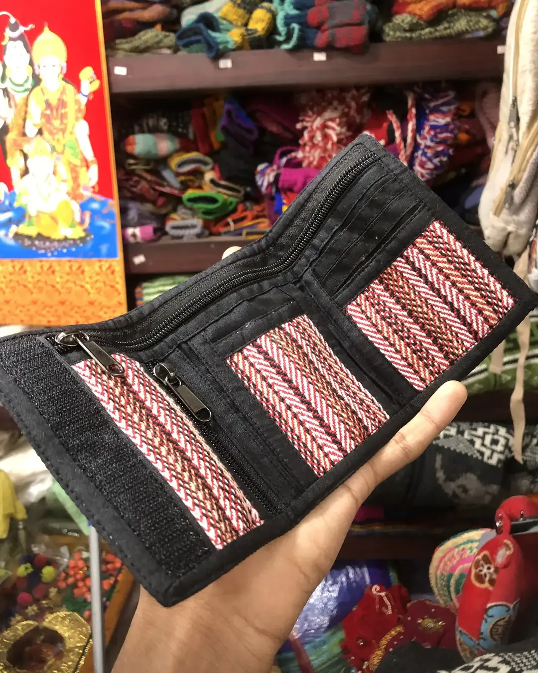 Himalayan Hemp Tri-fold Wallet — Pink Chevron — view 3