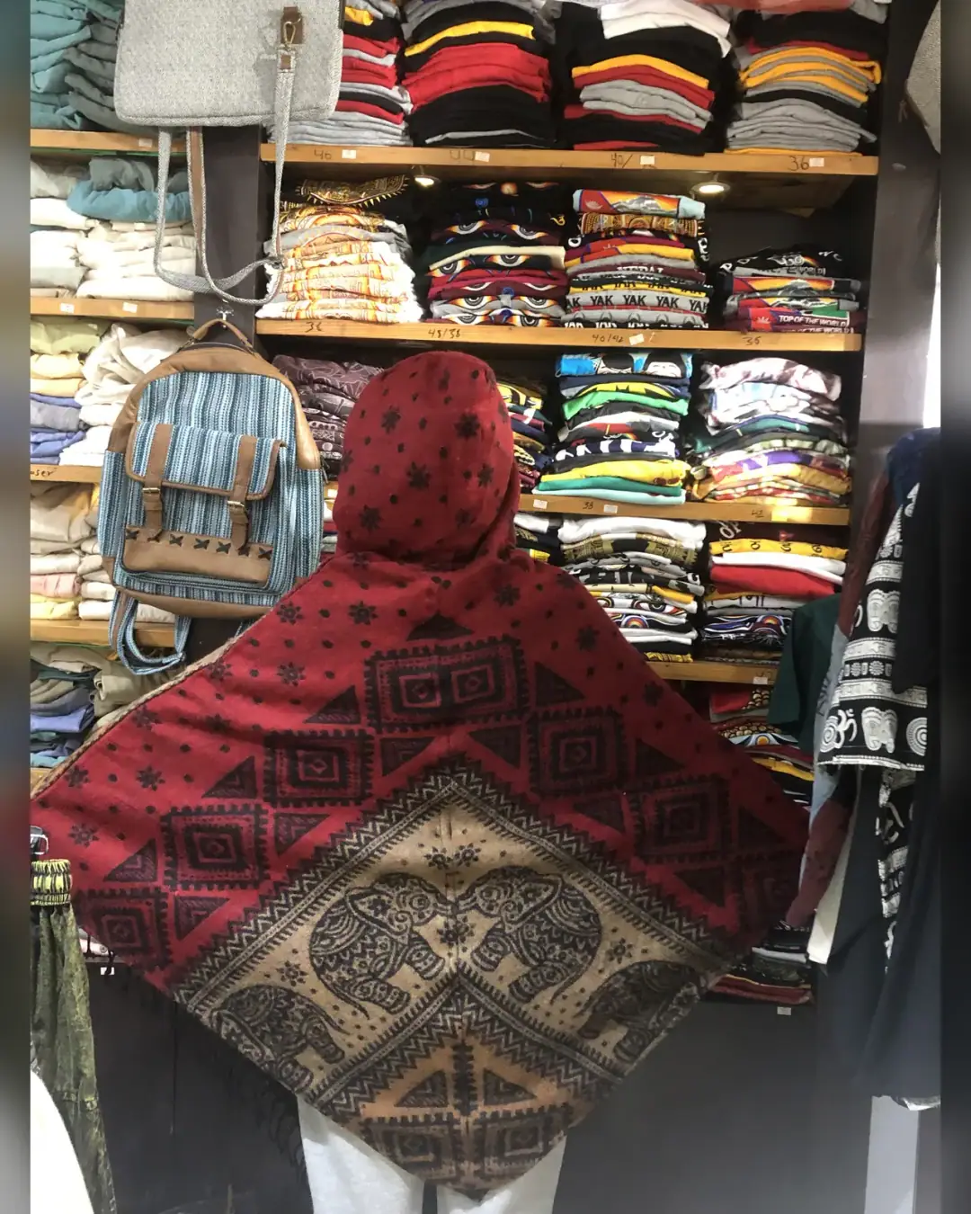 Hooded Elephant Poncho — Rust and Red — view 3