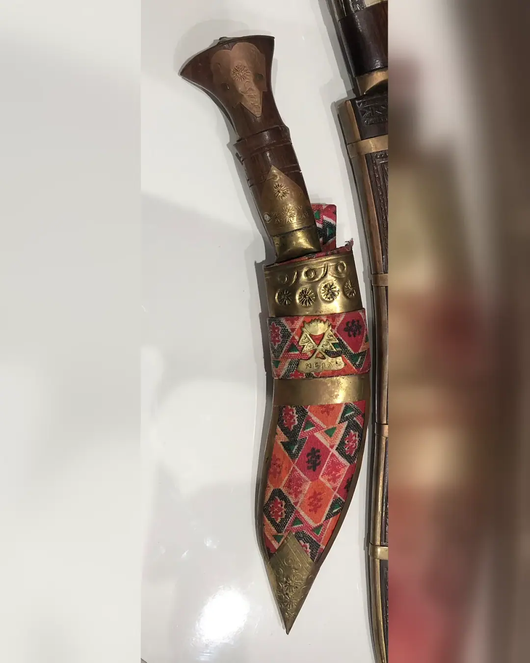 Khukuri — Dhaka Cloth & Brass Sheath — view 3
