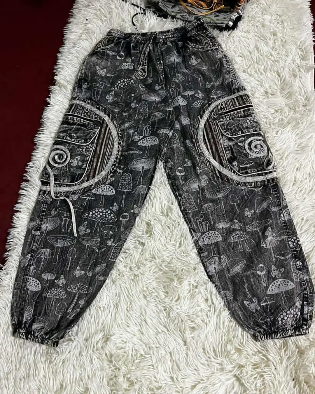 Mushroom Print Harem Trousers — Grey — view 3