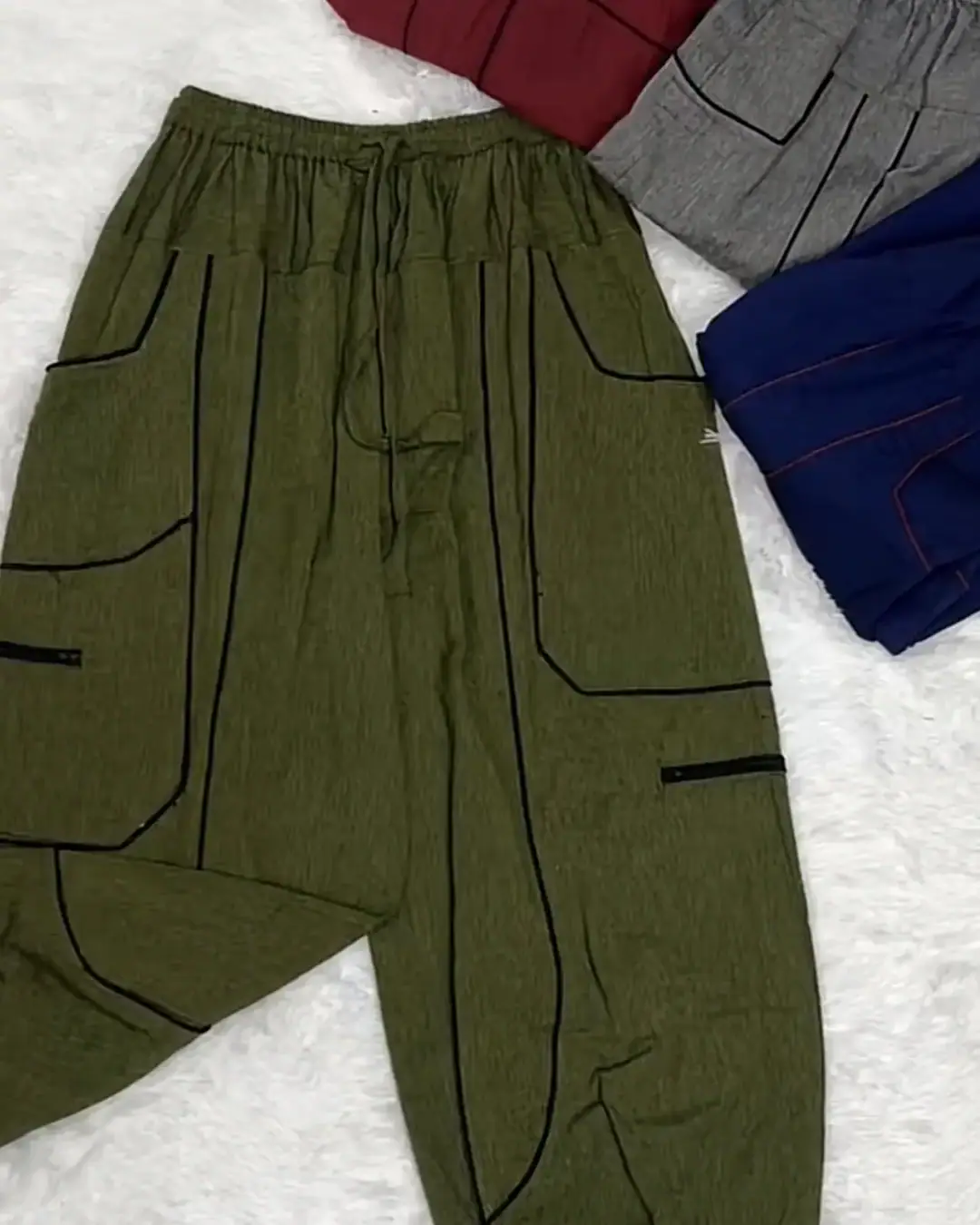 Piped Cargo Harem Trousers — view 4