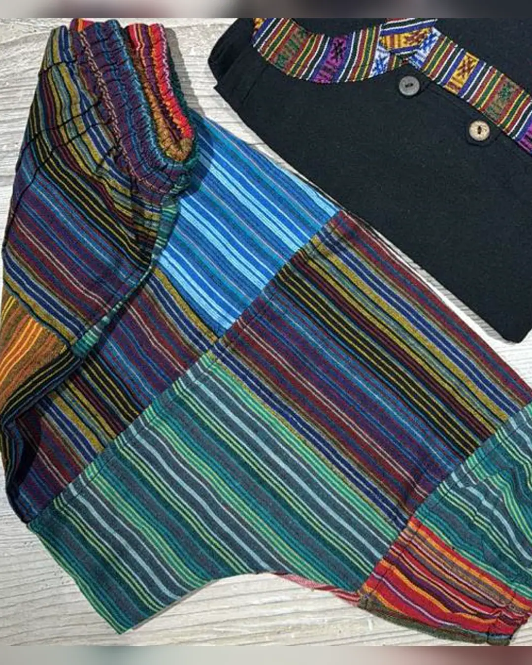 Striped Patchwork Harem Shorts — view 2