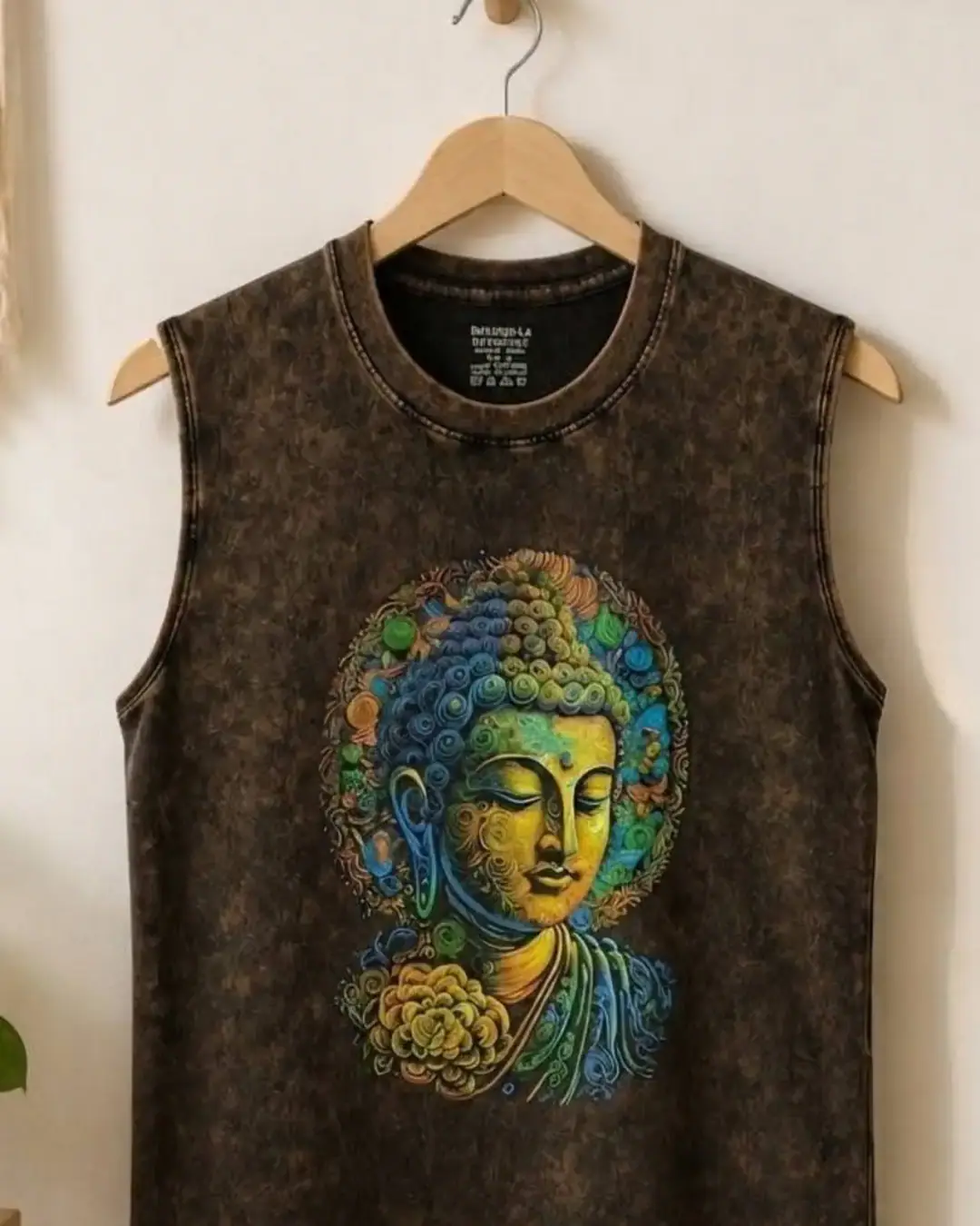 Buddha Portrait Vest — Charcoal — view 2