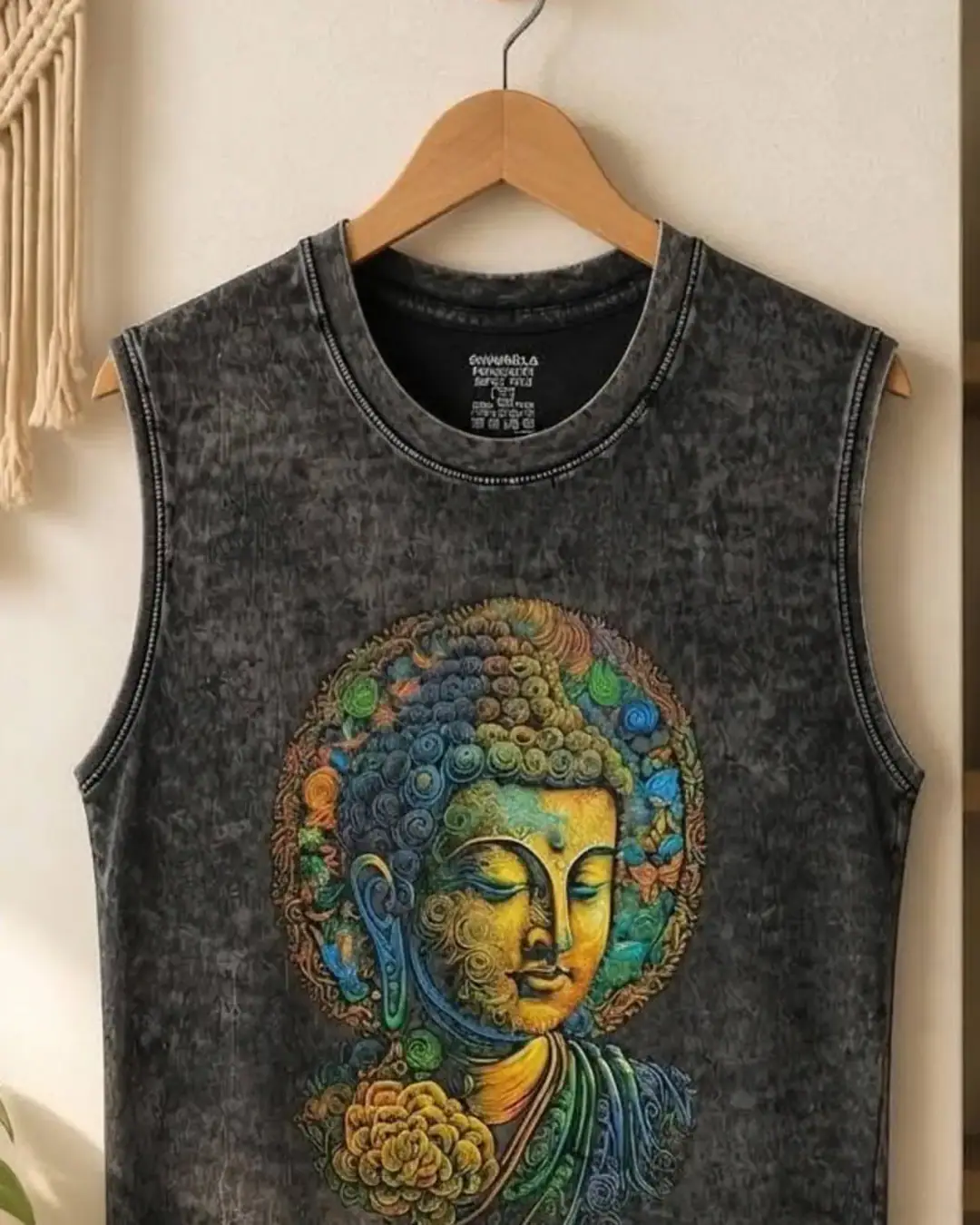 Buddha Portrait Vest — Charcoal — view 3