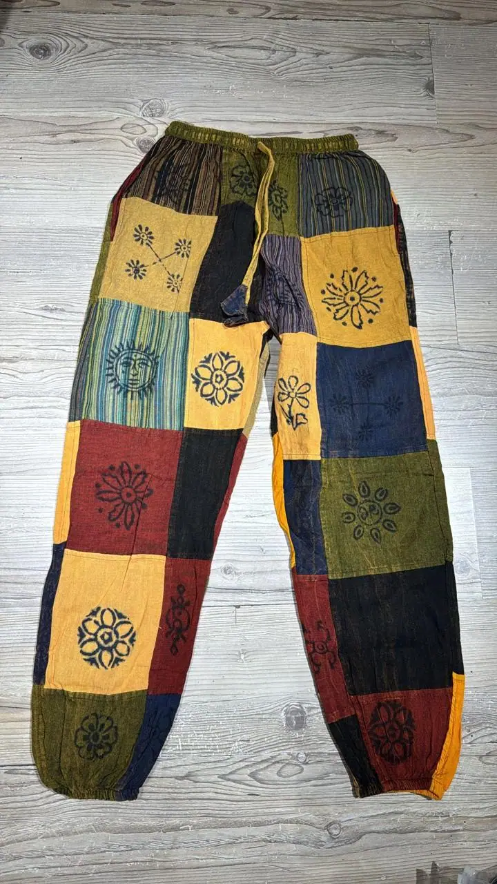 Stonewashed Patchwork Trousers — Multicolour — view 2