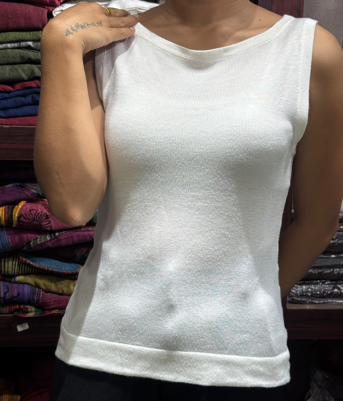 Handloom Plain Cam-my ladies Sando — view 3
