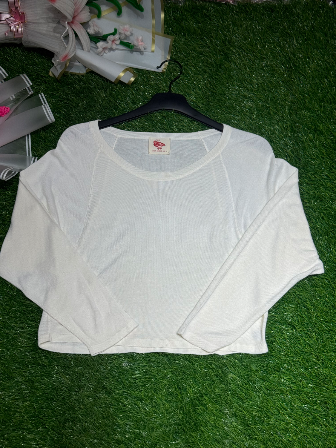 Handloom Ladies Crop Top T-shirt Shoulder Full Sleeve
