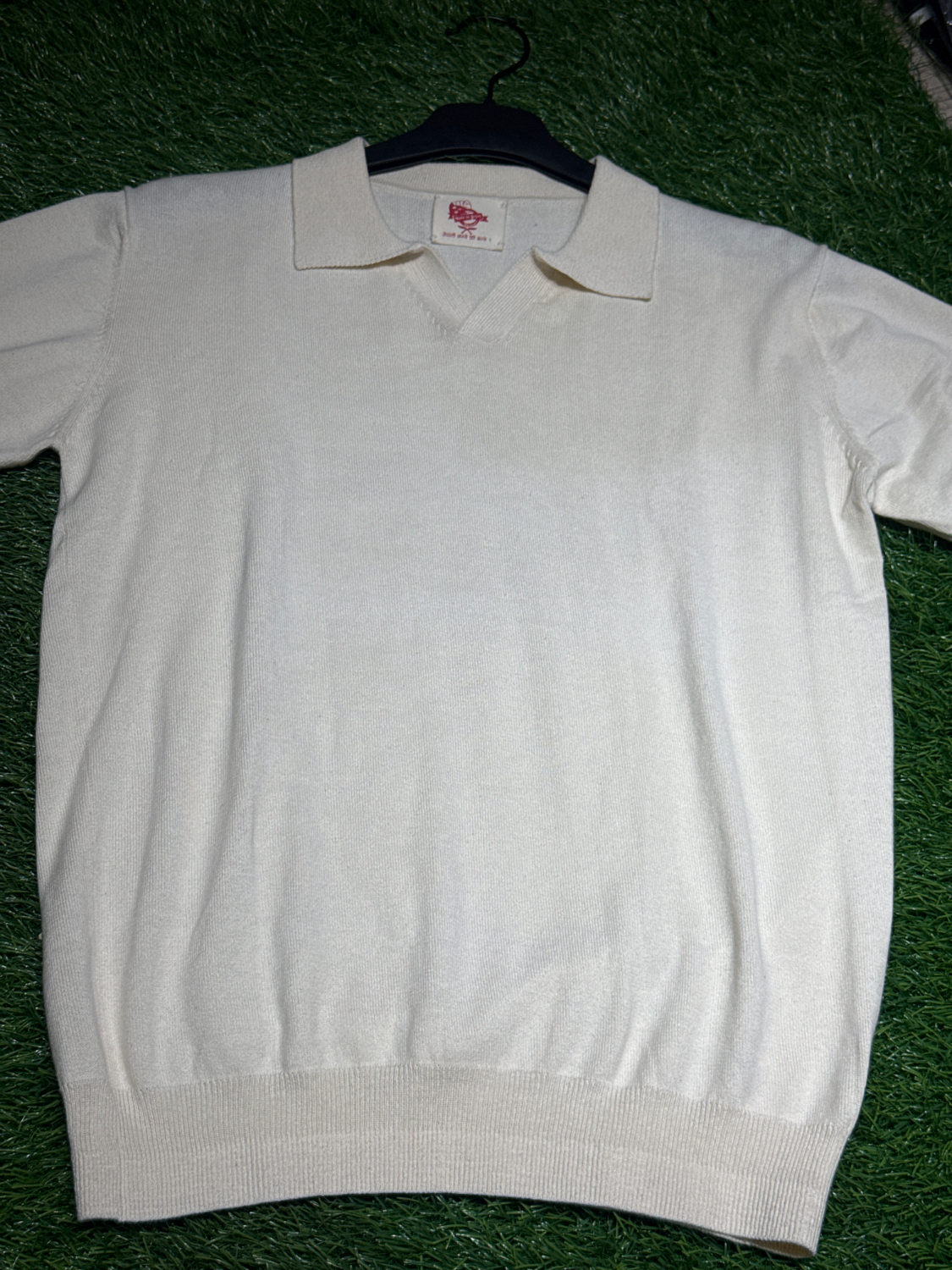 Handloom hemp Rib Cross Neck Polo Half Sweatshirt  — view 3
