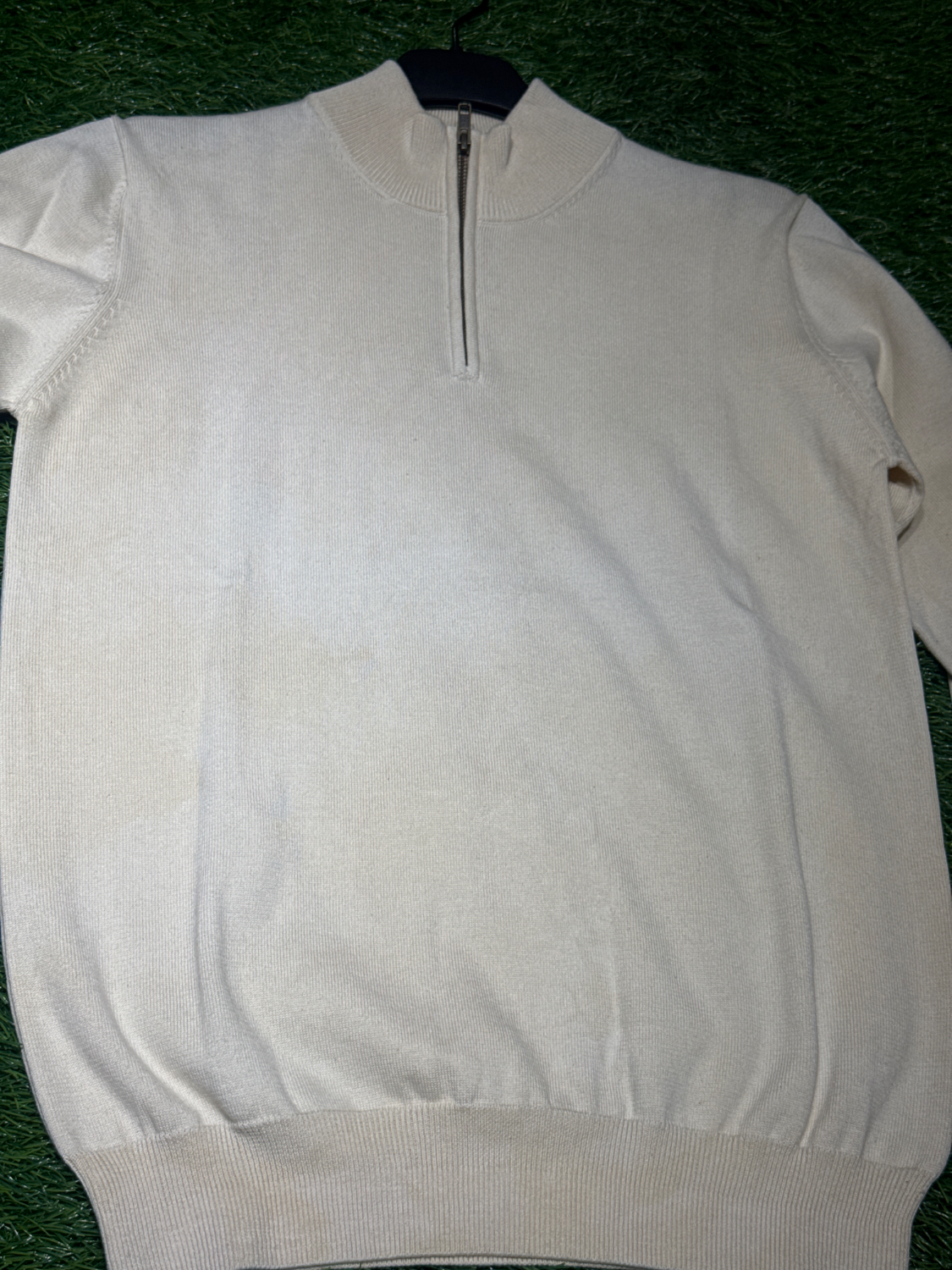 Handloom Hemp Full sleeve Half Zip Rib Neck Sweater — view 3