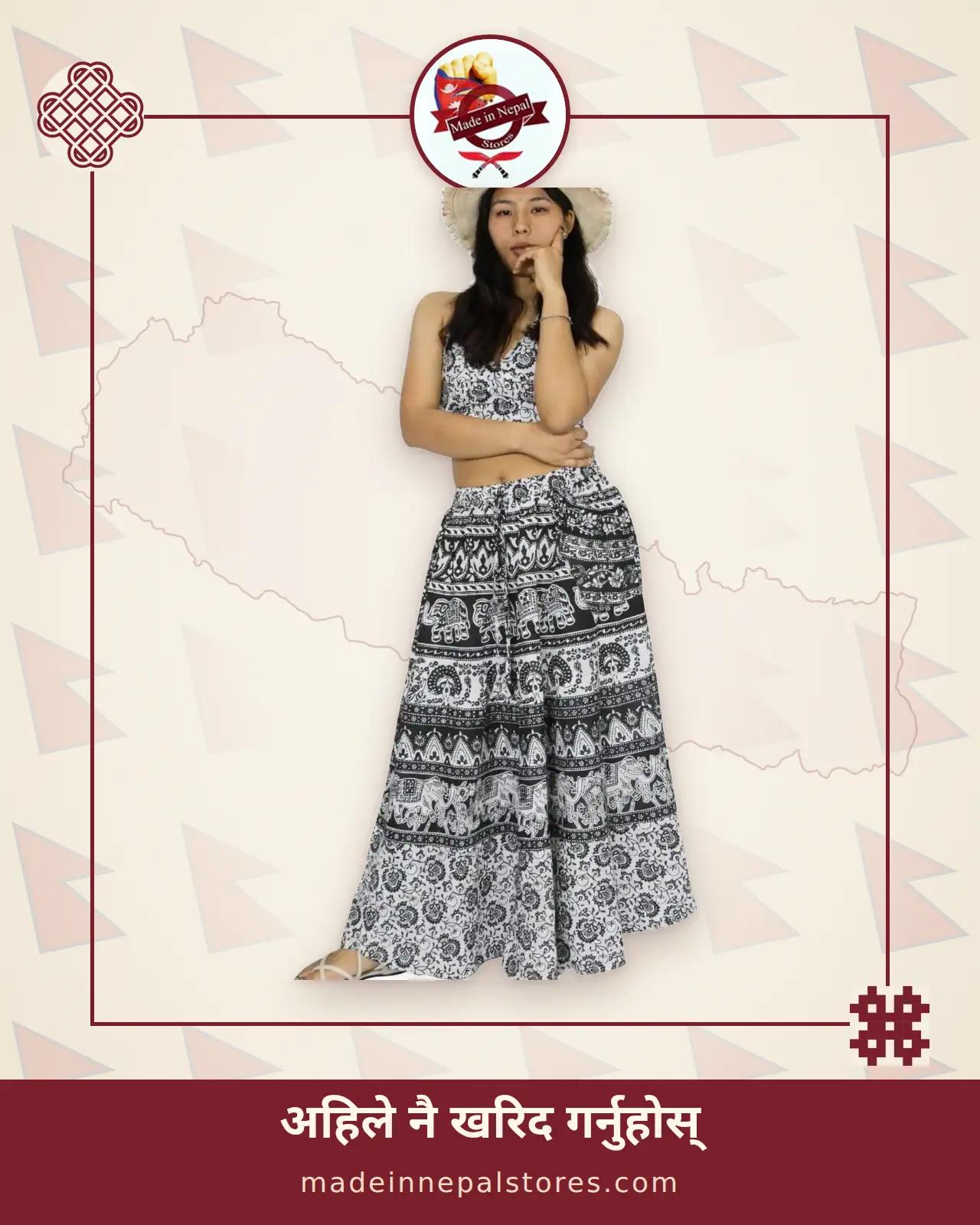 Boho Skirt Set — Black & White