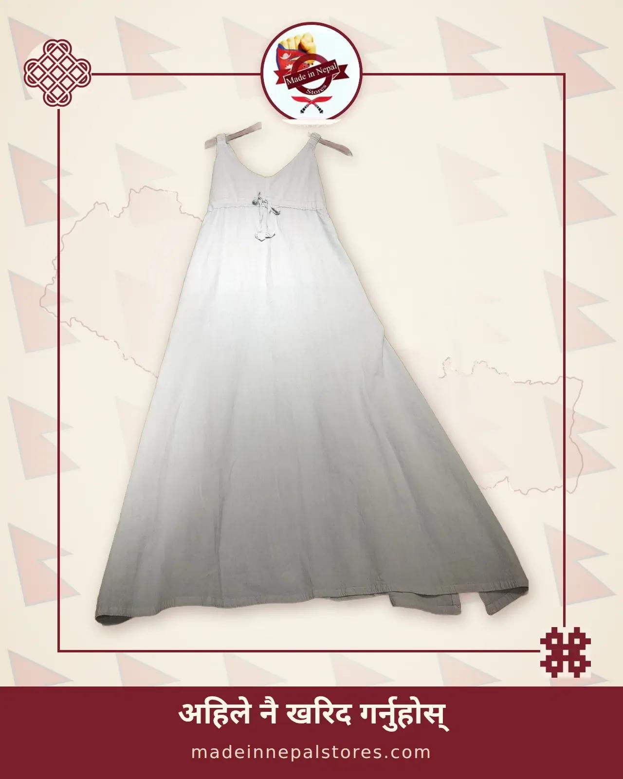 Drawstring Maxi Dress — Pale Grey