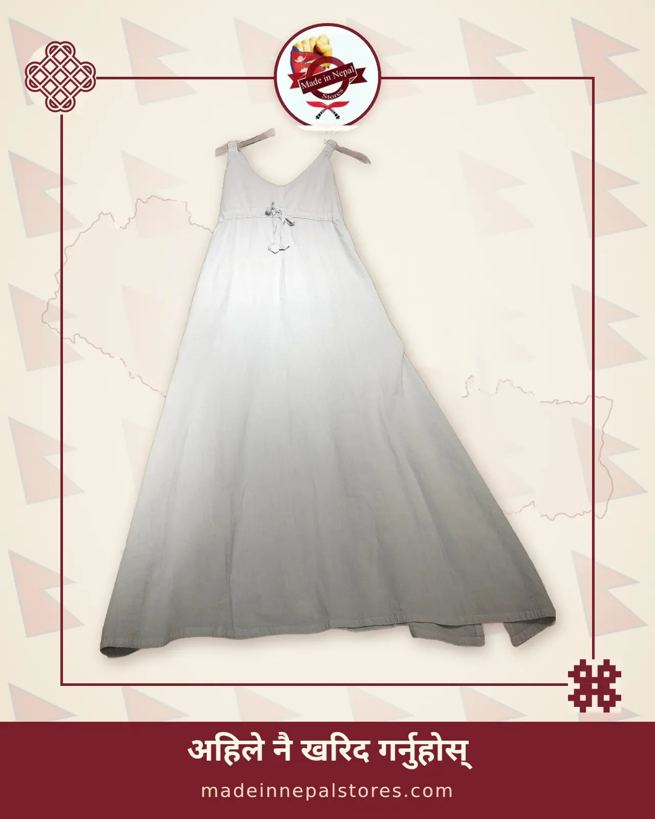 Drawstring Maxi Dress — Pale Grey
