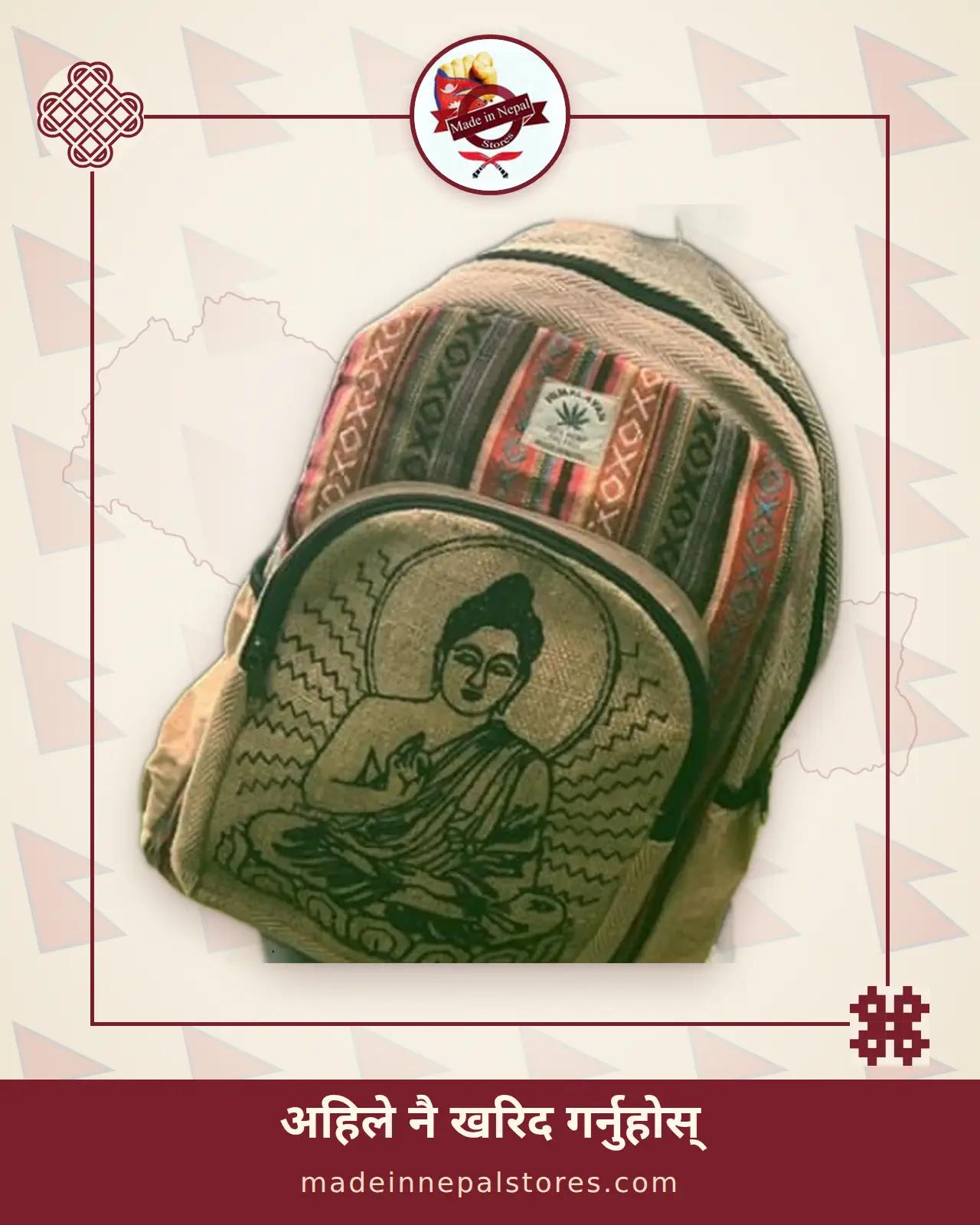 Hemp Buddha Print Backpack