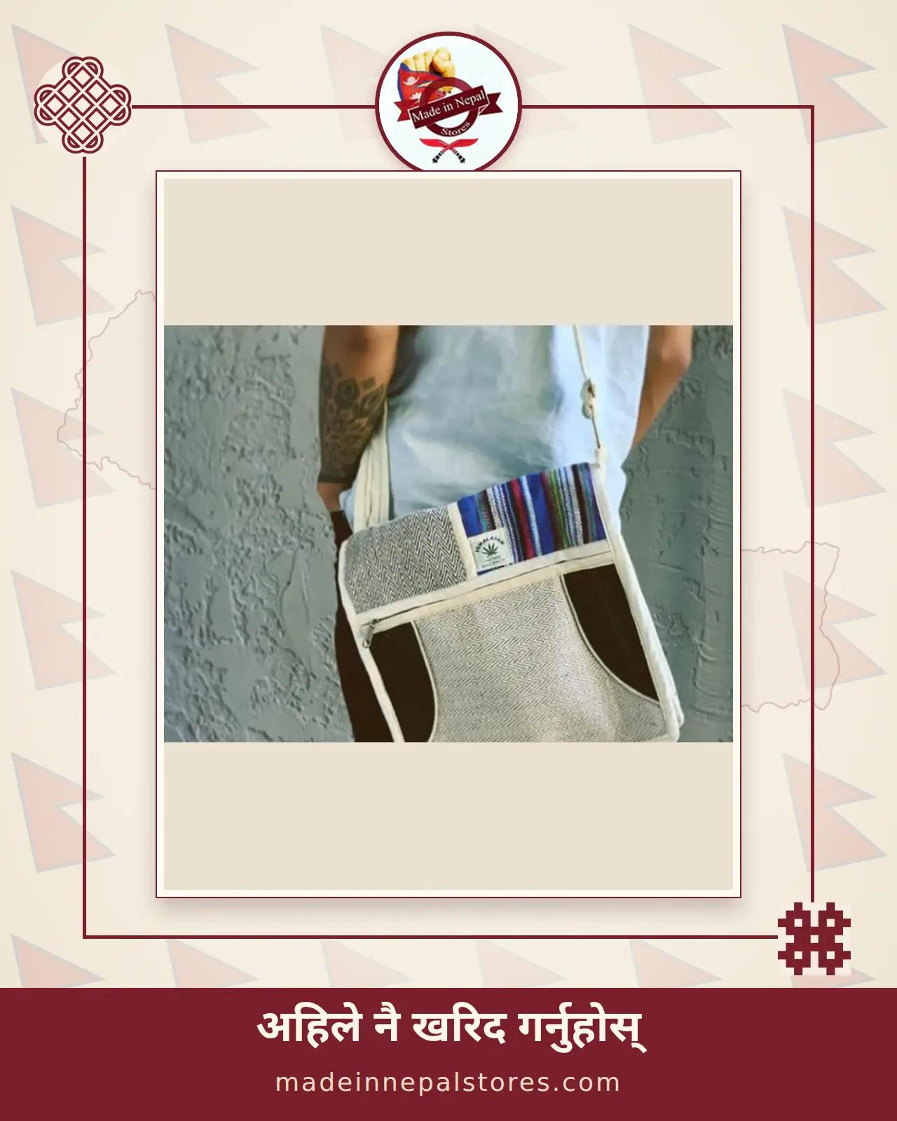 Hemp Gheri-Panel Crossbody Bag