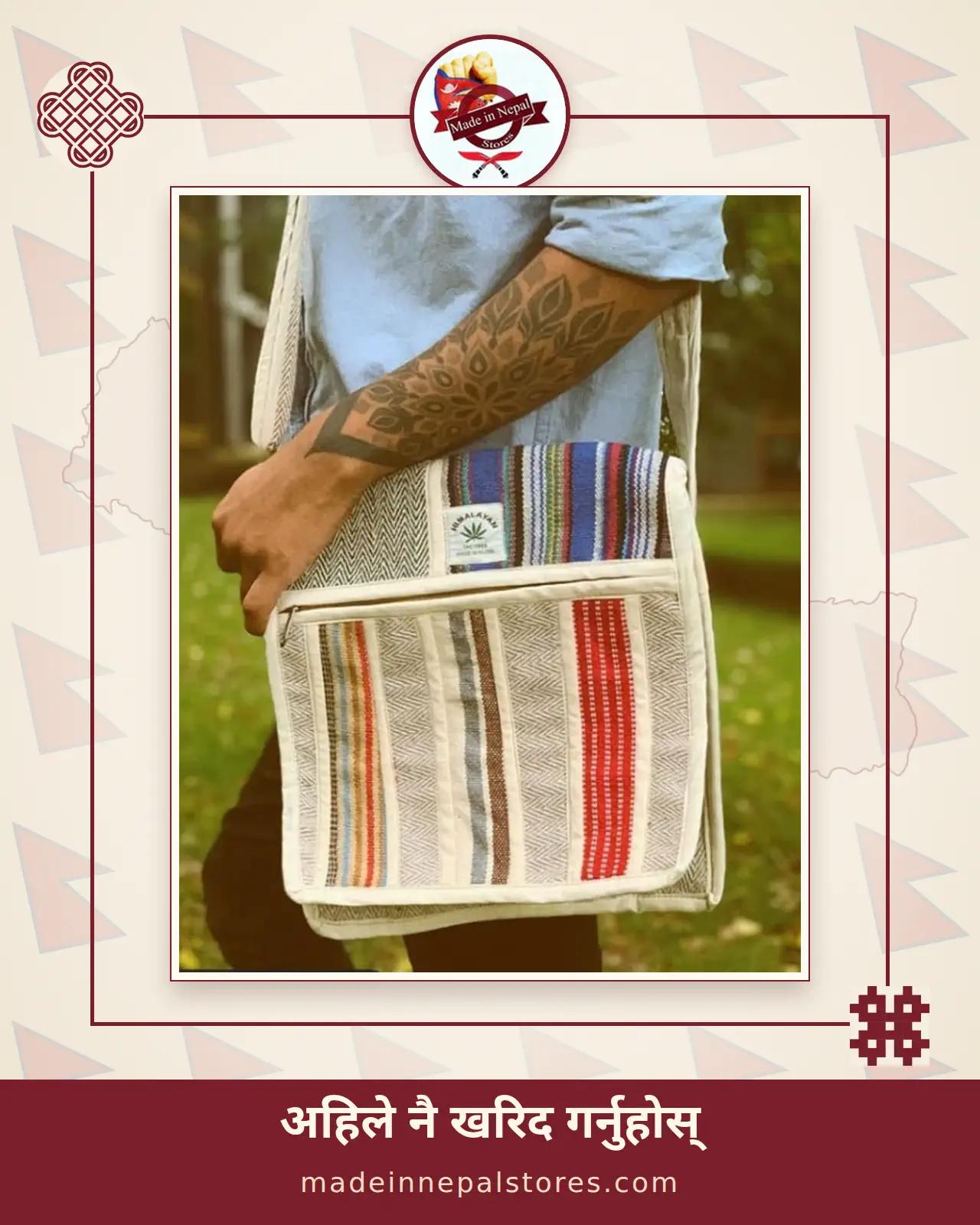 Hemp Gheri Stripe Messenger Bag