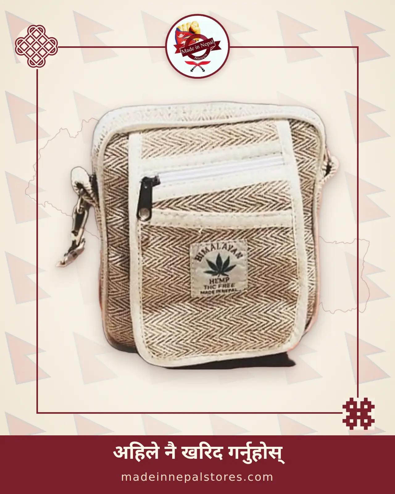 Hemp Herringbone Mini Crossbody Bag