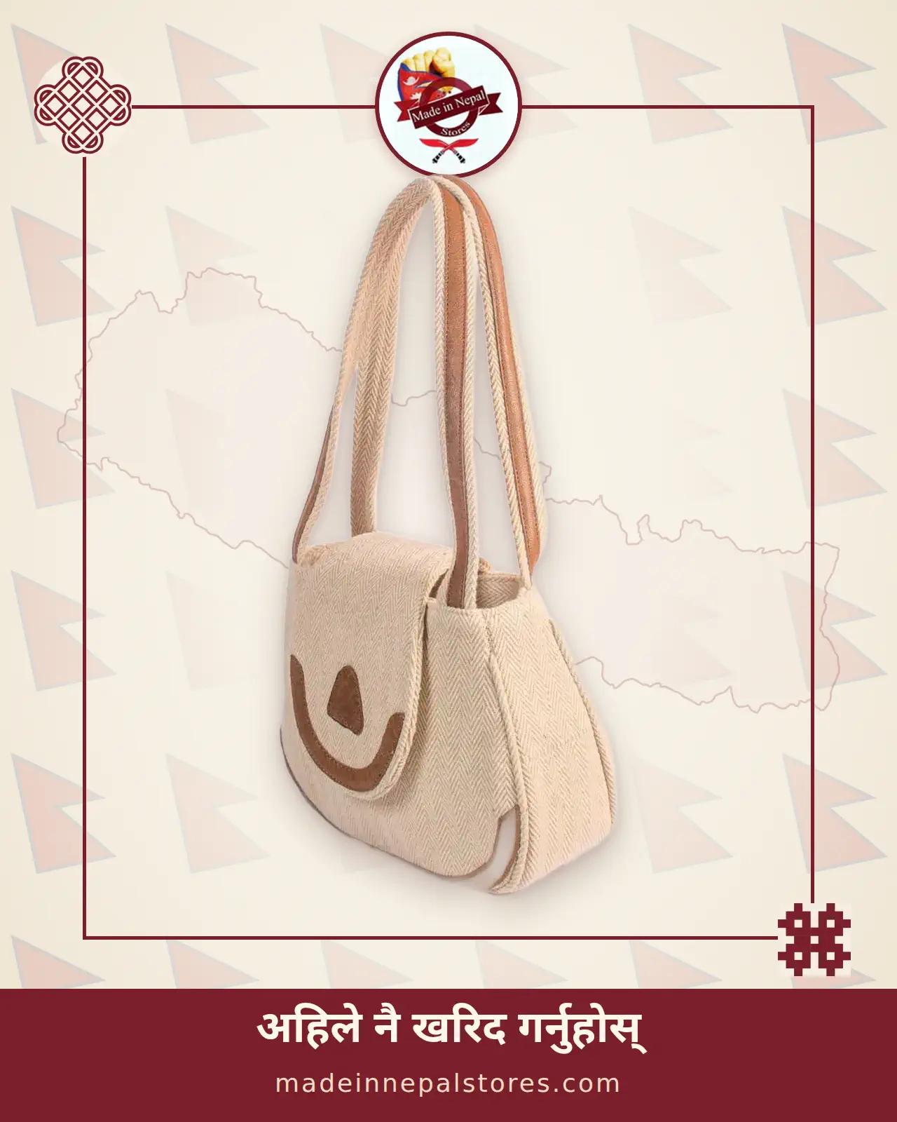 Hemp & Leather Shoulder Bag — Natural