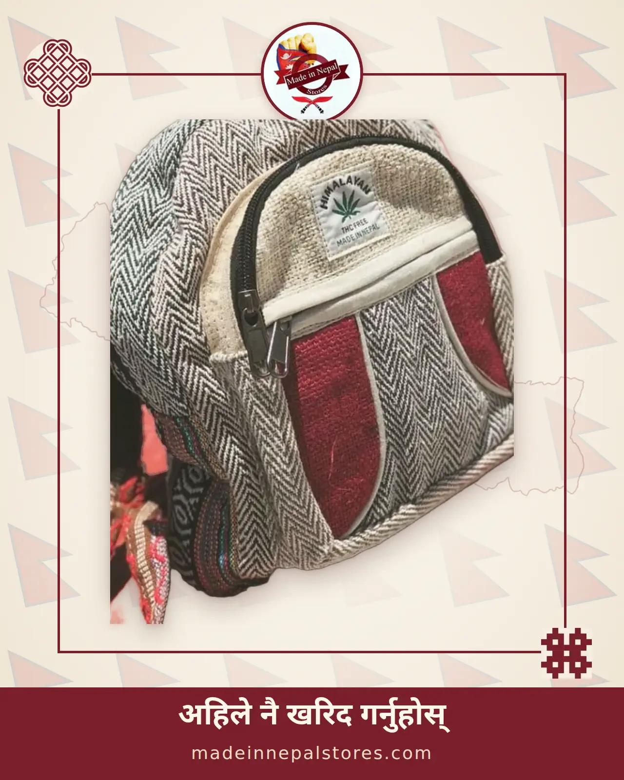 Hemp Mini Backpack — Herringbone