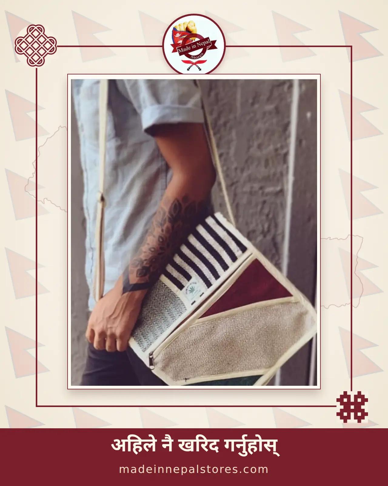 Hemp Patchwork Crossbody Satchel