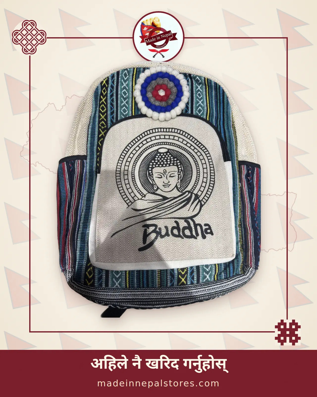 Hemp Rosette Backpack — Buddha