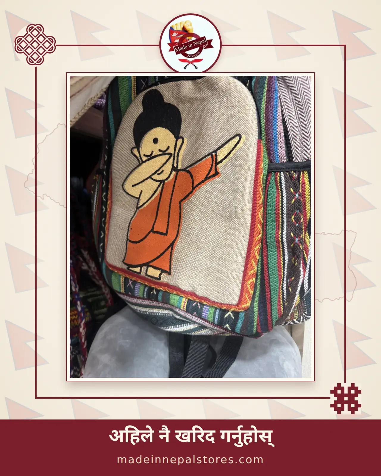 Hemp Rosette Backpack — Dancing Buddha — view 1