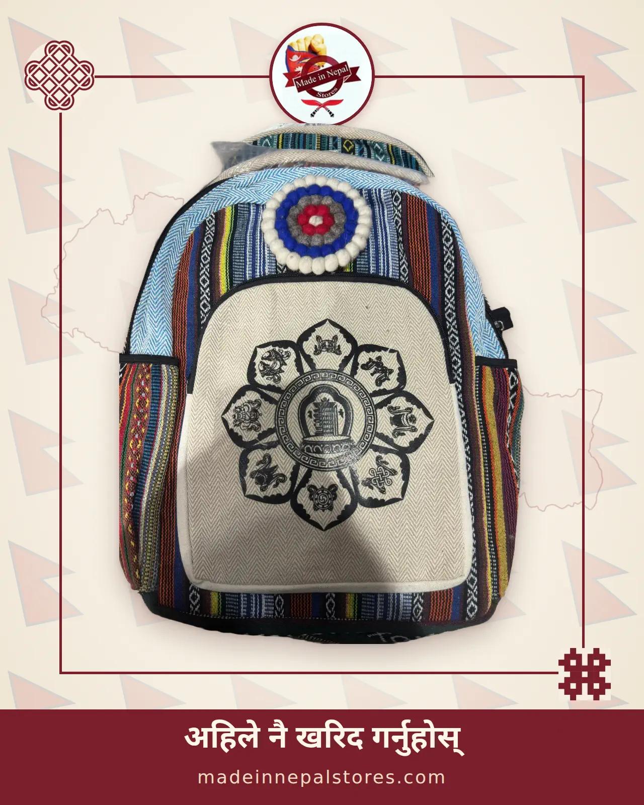 Hemp Rosette Backpack — Lotus Mandala — view 1