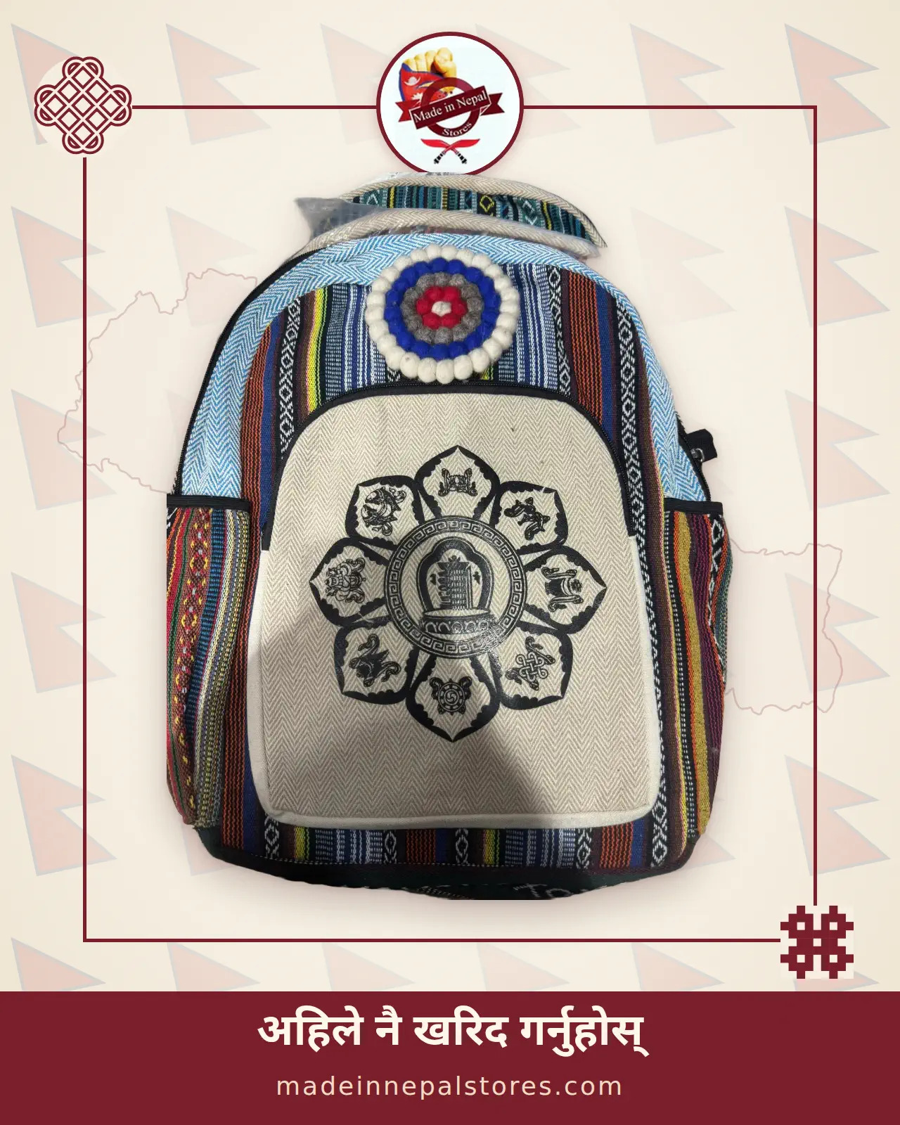 Hemp Rosette Backpack — Lotus Mandala