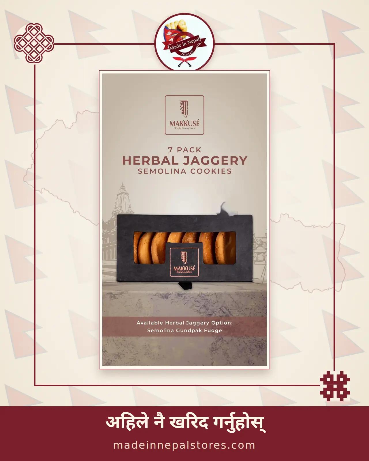 Makkusé 7 Pack Herbal Jaggery Semolina Cookies