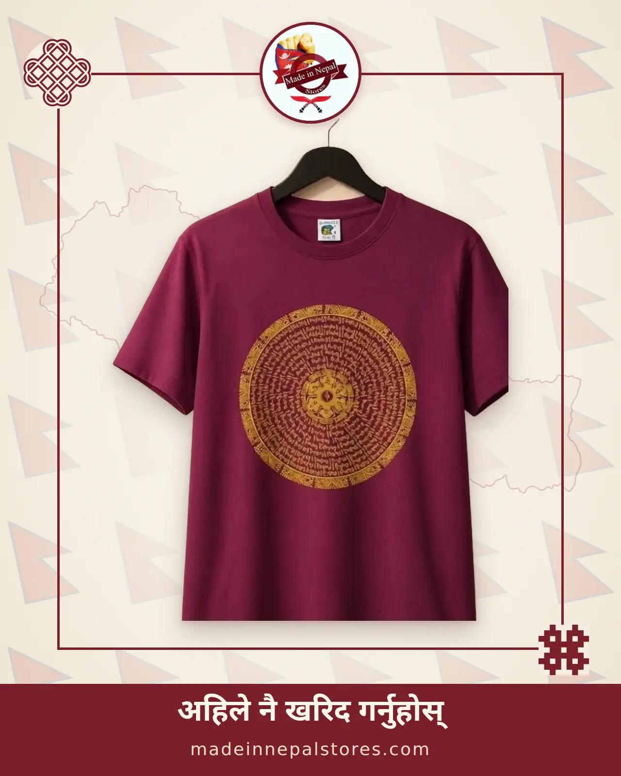 Mandala Tee — Maroon