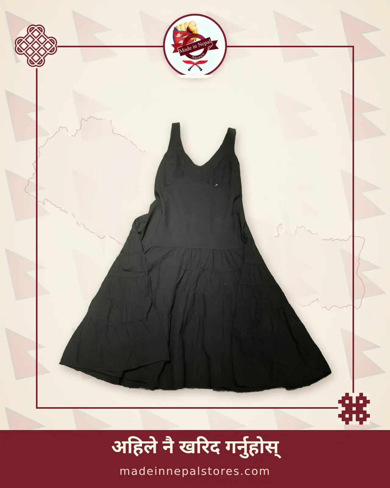 Tiered Strap Dress — Black