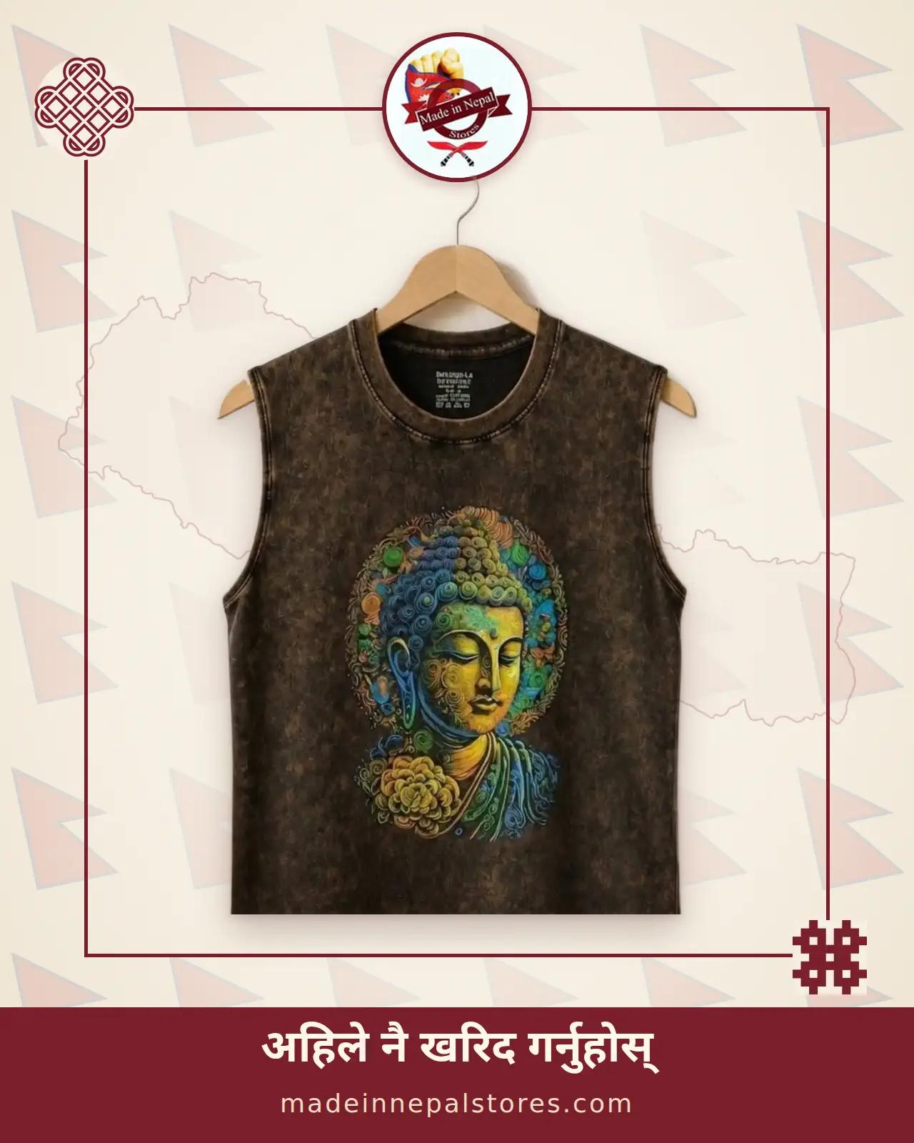 Buddha Portrait Vest — Charcoal