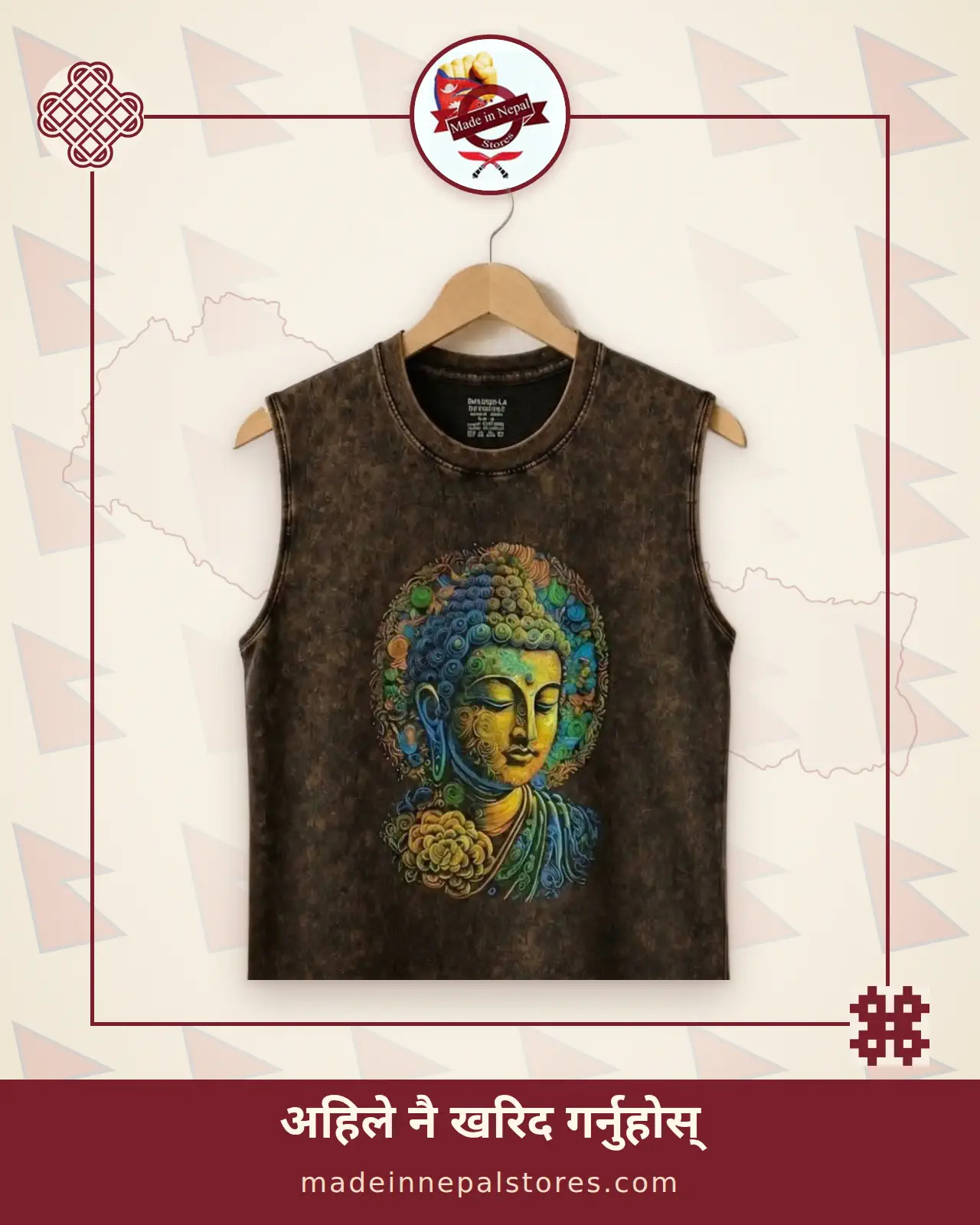 Buddha Portrait Vest — Charcoal