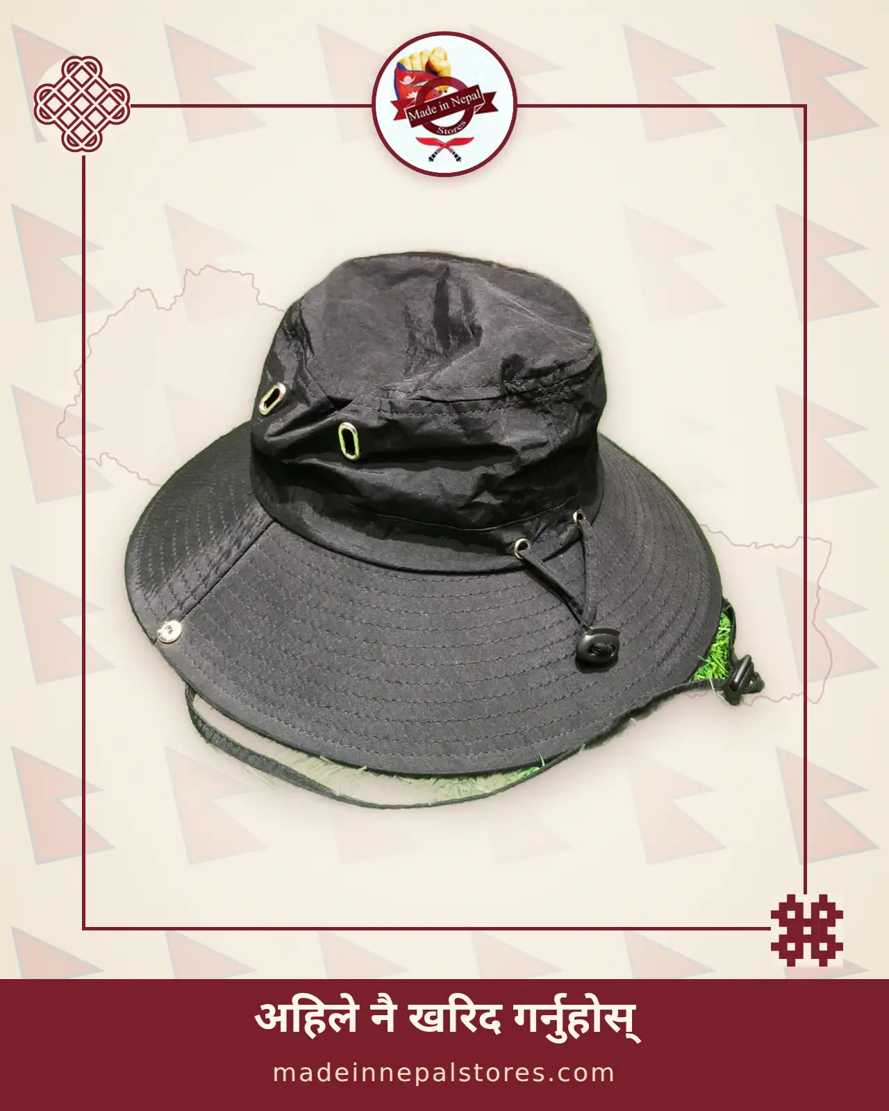Wide-Brim Boonie Hat — Black