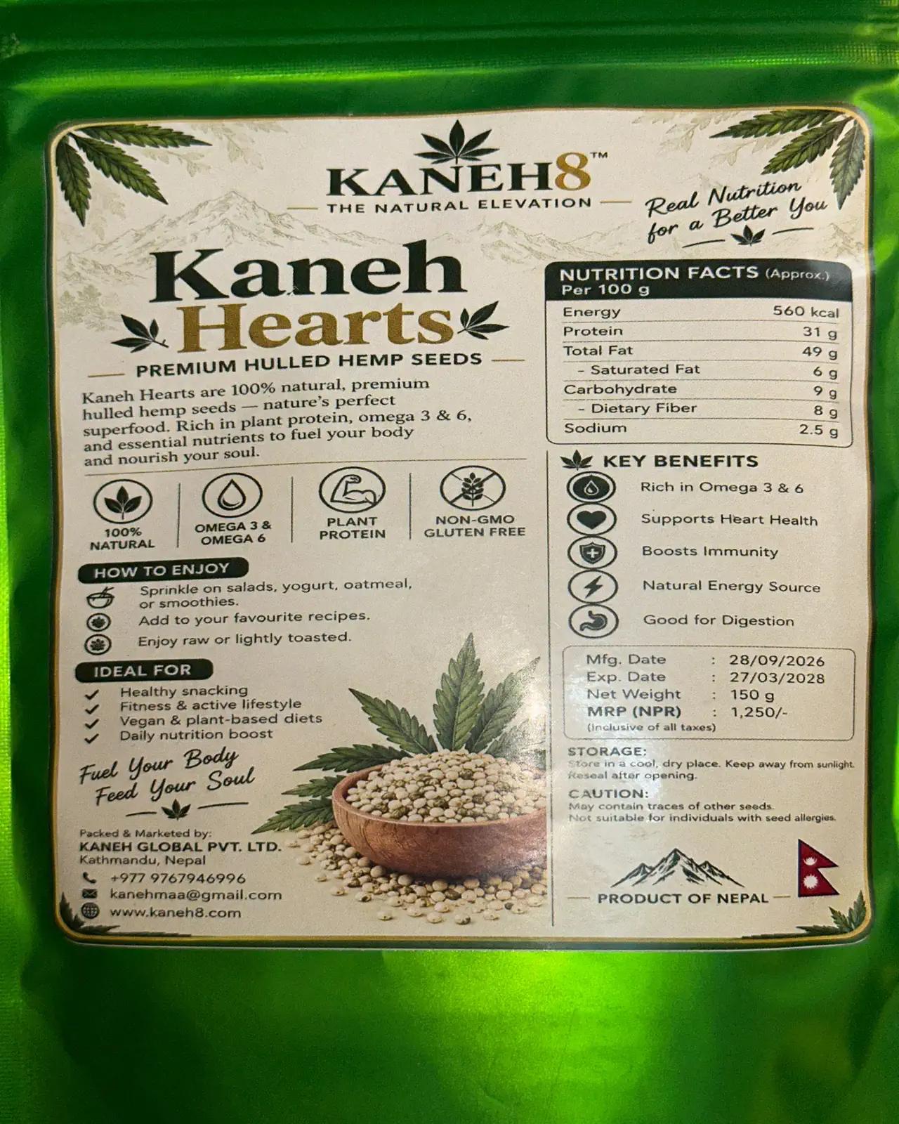 Kaneh Hearts — Premium Hulled Hemp Seeds (150g) — view 3
