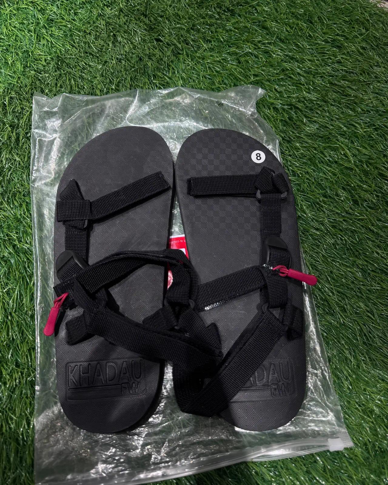 Khadau Strap Sandals — Black & Red