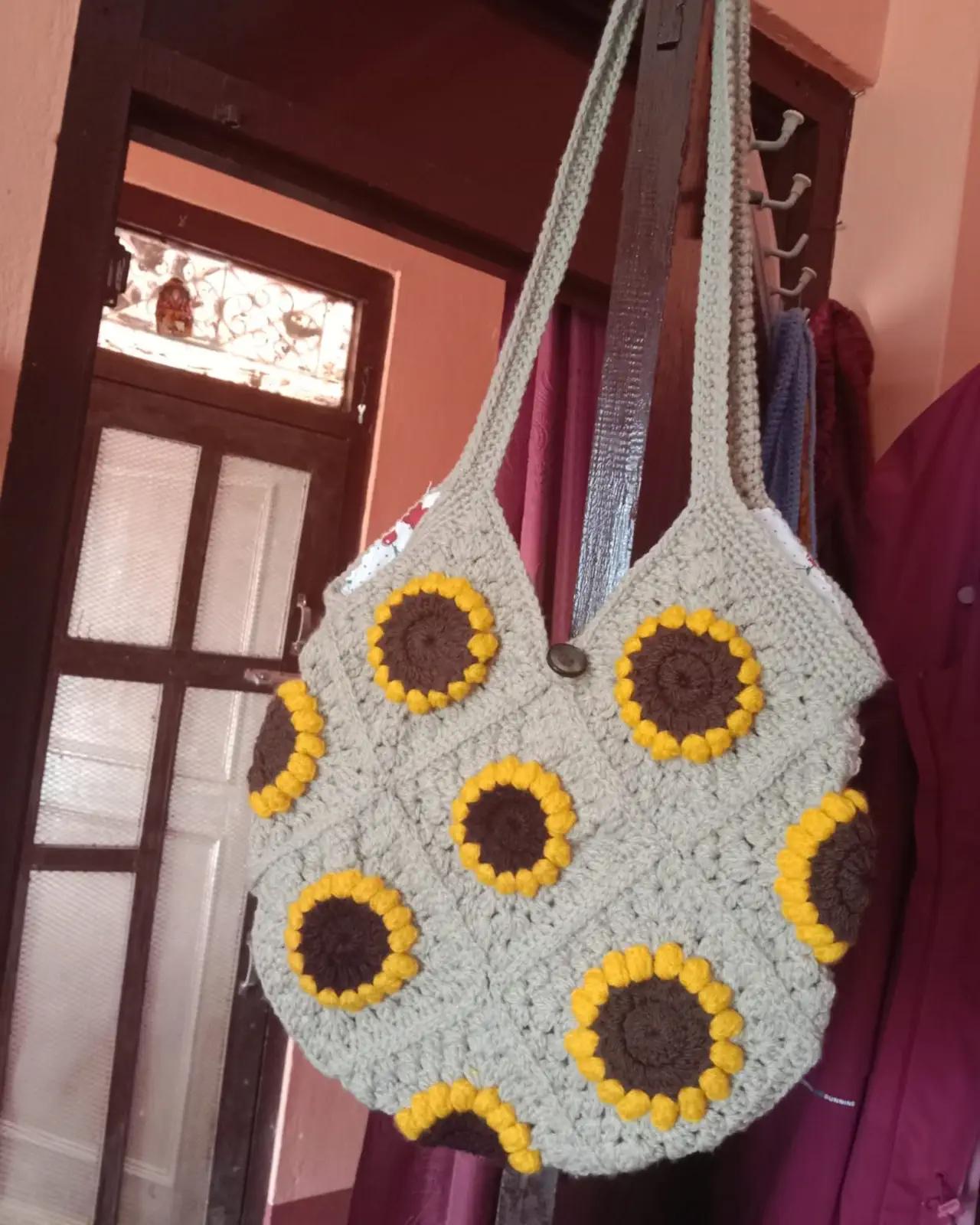 Crochet Shoulder Bag — Sunflower — view 2