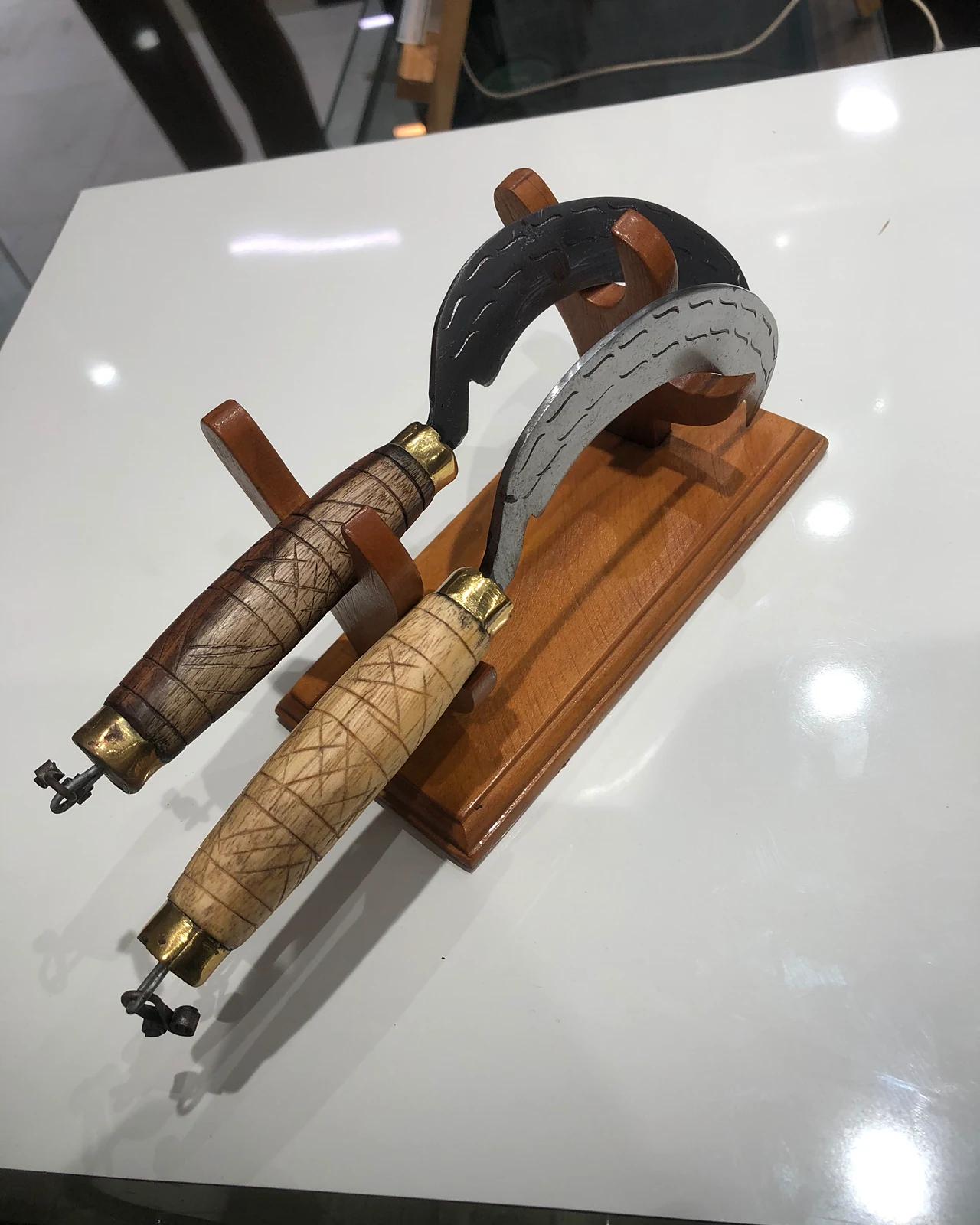 Decorative Hansiya Pair on Wooden Stand — view 3