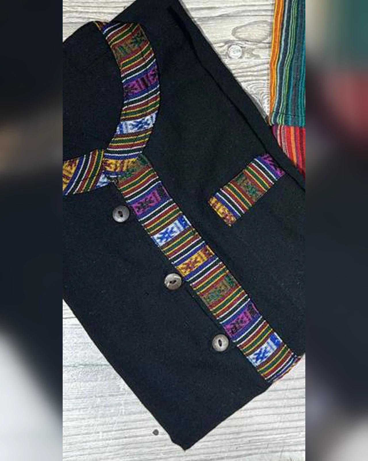 Dhaka-Placket Kurtha — Black — view 2